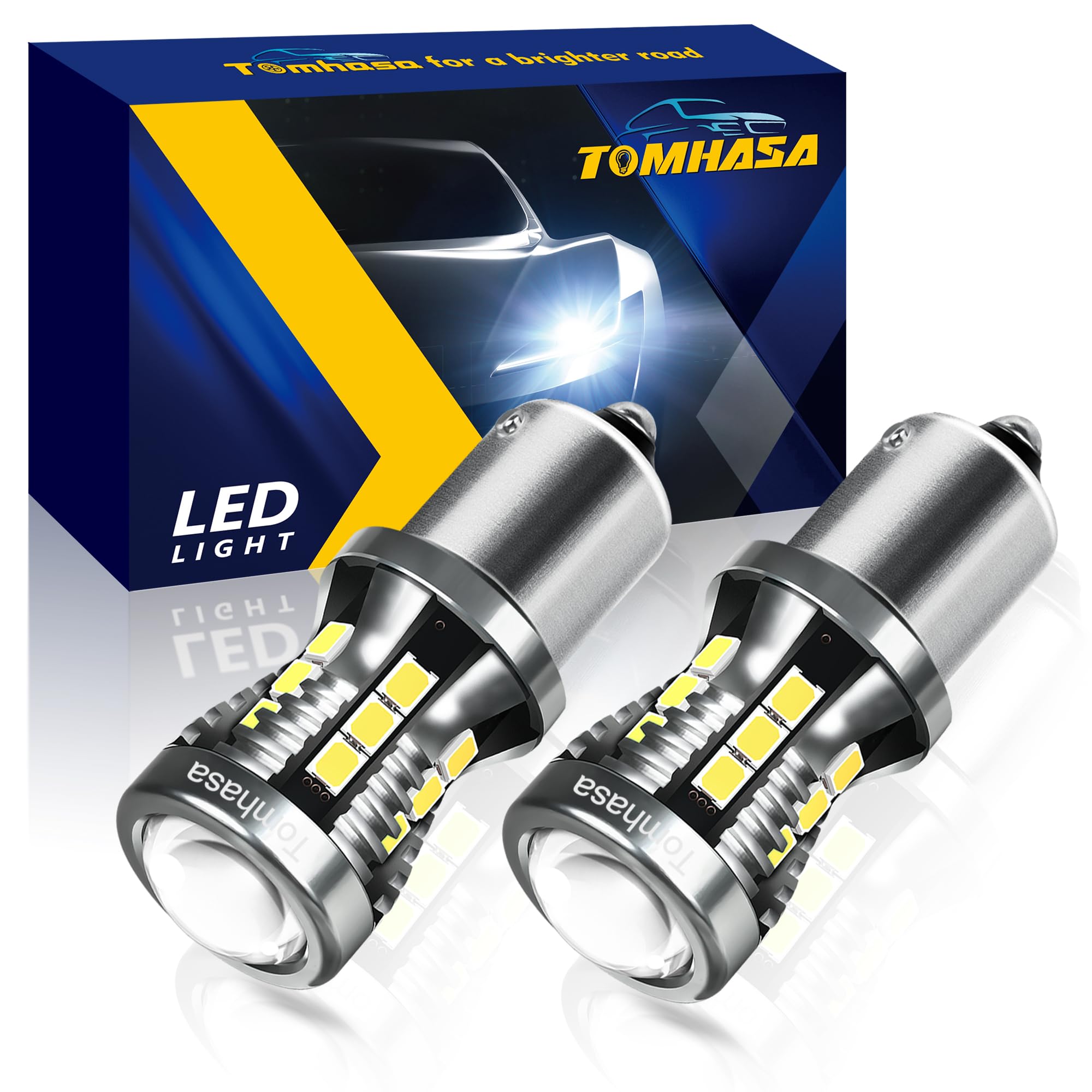 Tomhasa 1156 LED Bulbs, 6000K Bright White, Aluminum, Backup/Reverse/Turn Signal Lights, Pack of 2
