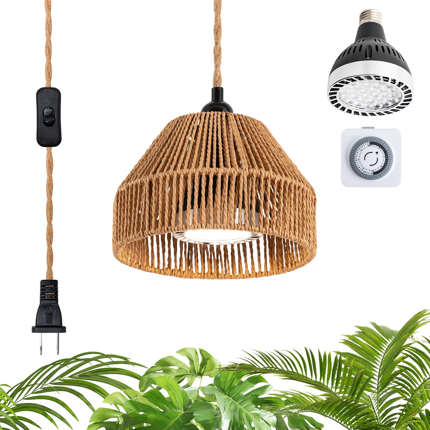 Cofiveevo 30W Suspended Indoor Plant Growth Light  24-Hour Cycle Timer  4000k Full Spectrum LED  Suitable for Large Tall Plants  Gardens  Flowers  and greenhouses  Suspended Plant Pendant Light