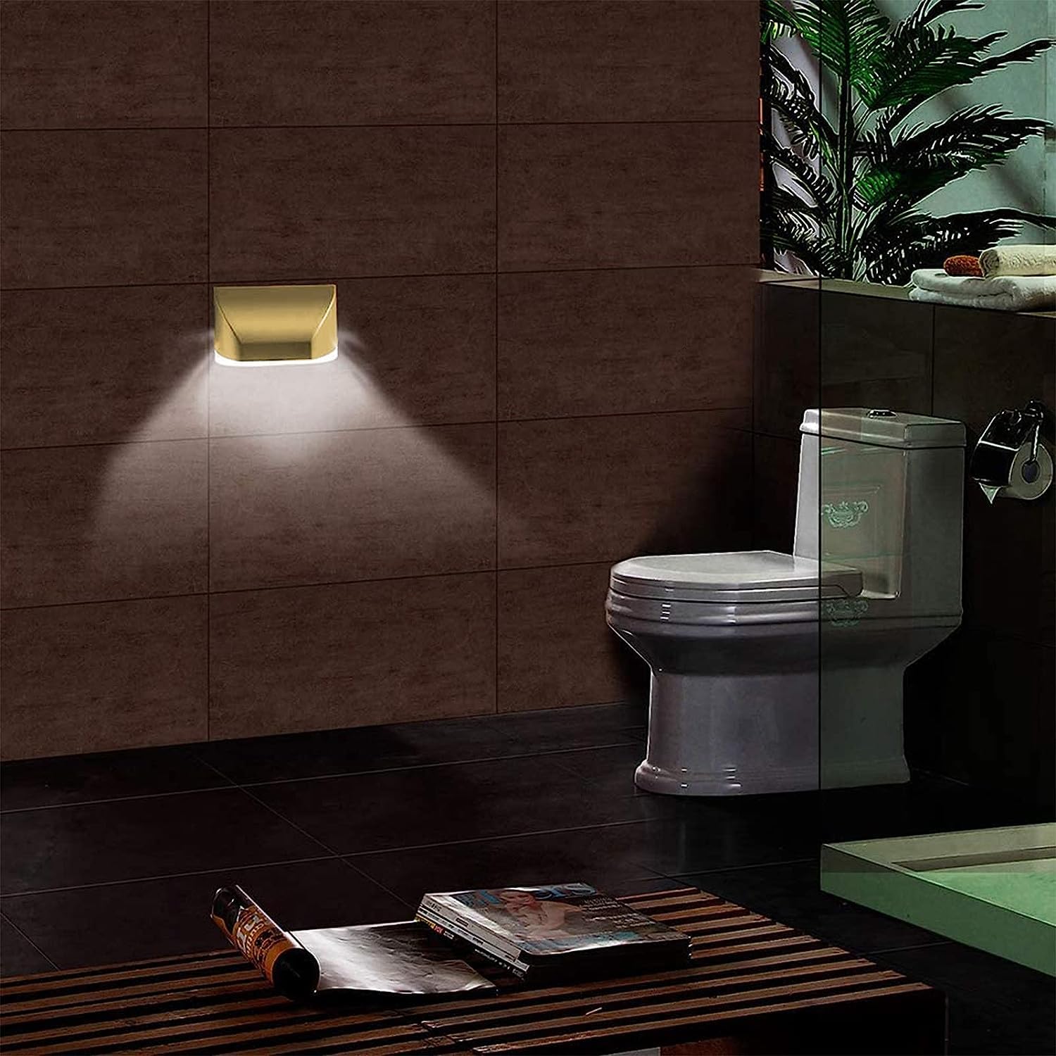 MIAOERJING Keyhole Light Lamp PIR Infrared Auto Sensor 4 LED Bulbs Gold