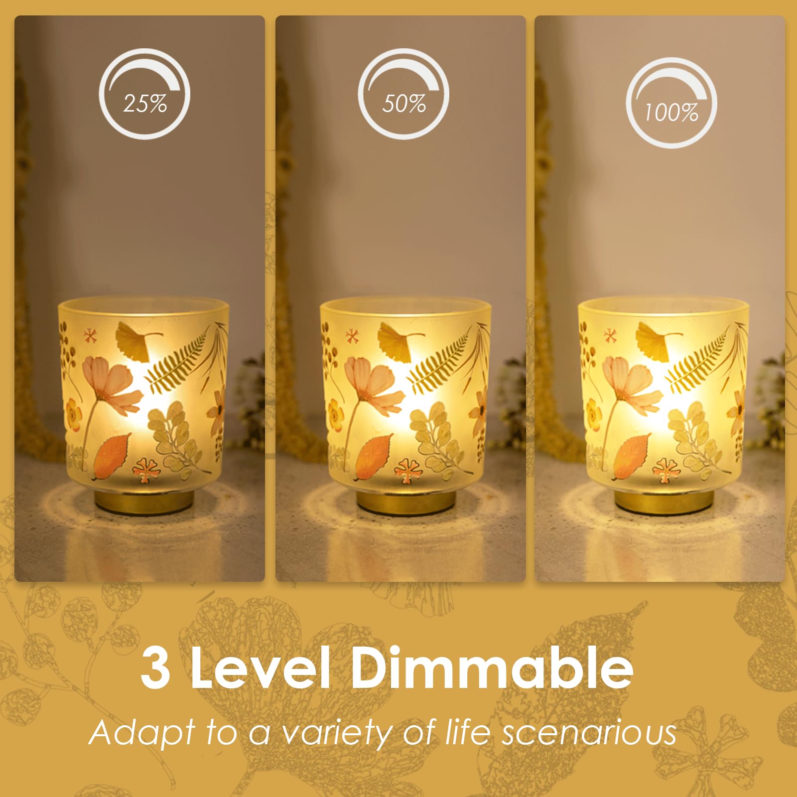 ULAROOM Battery Operated Small Lamp with Remote Control, Cordless Table Lamps with Timer, Portable Dimmable Brightness Bird Patt