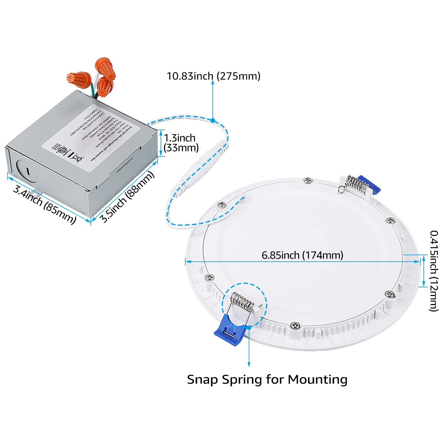 Torchstar 6 Inch Slim Recessed Lighting With Junction Box, Basic Series Ultra Thin Led Recessed Light 2700K Soft White, 12W Dimmable Led Downlight, Etl & Energy Star, Pack Of 6