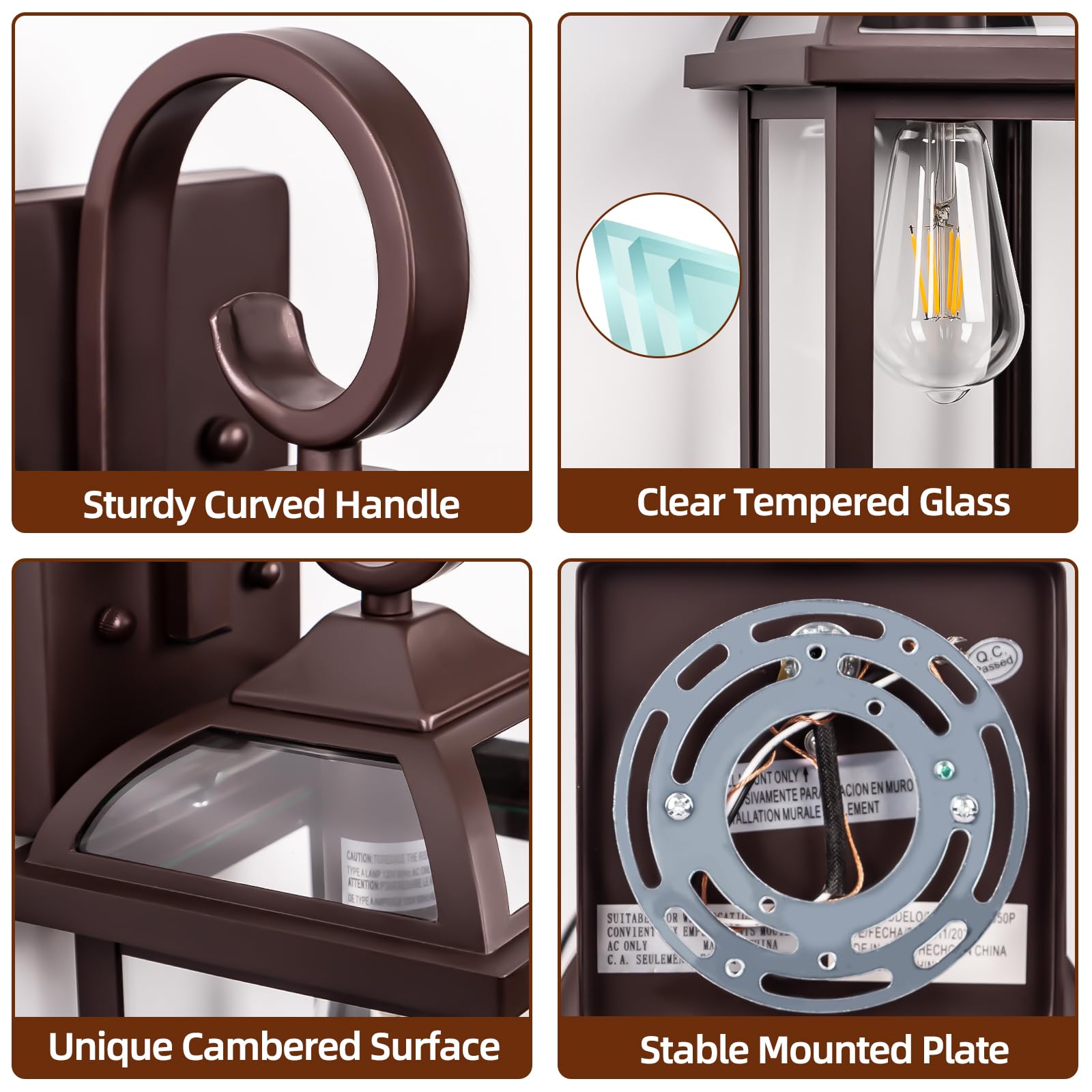 Roravilila Oil-Rubbed Bronze Outdoor Wall Lanterns, 2-Pack Ip65 Waterproof Sconces