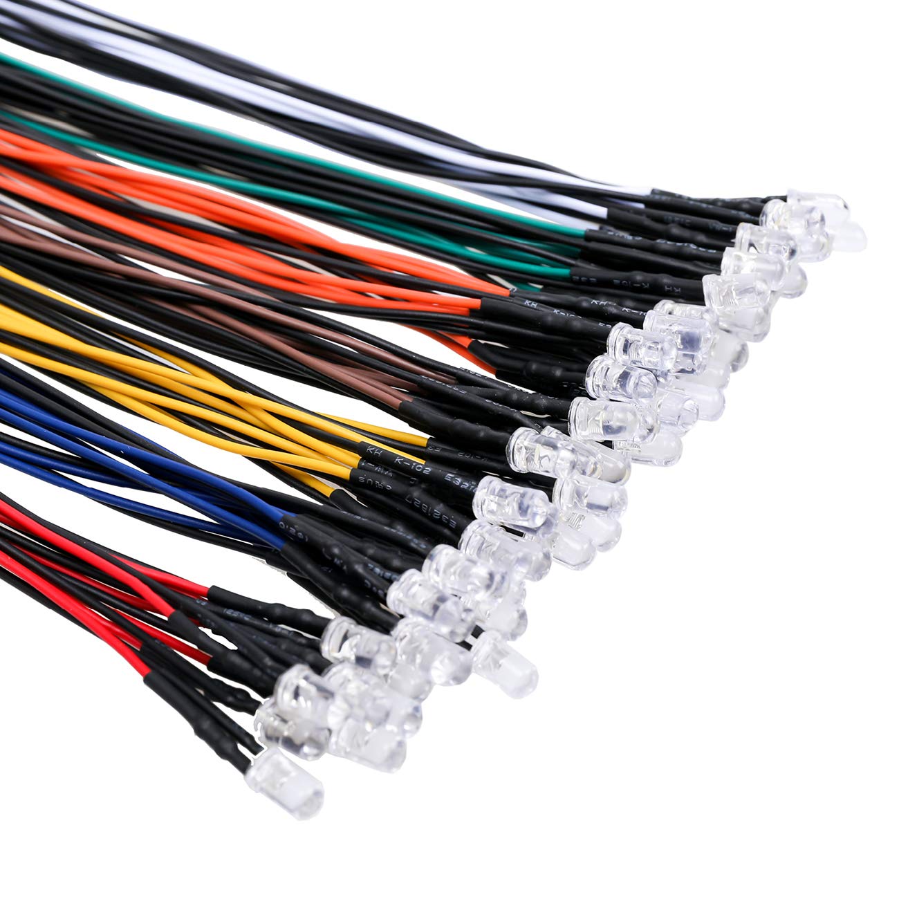 EDGELEC 12V LED Lights Assorted Kit, 56pcs (7 Colors x 8pcs), 5mm Clear Lens, Model PW-DIP LED, Ideal for Crafting and DIY