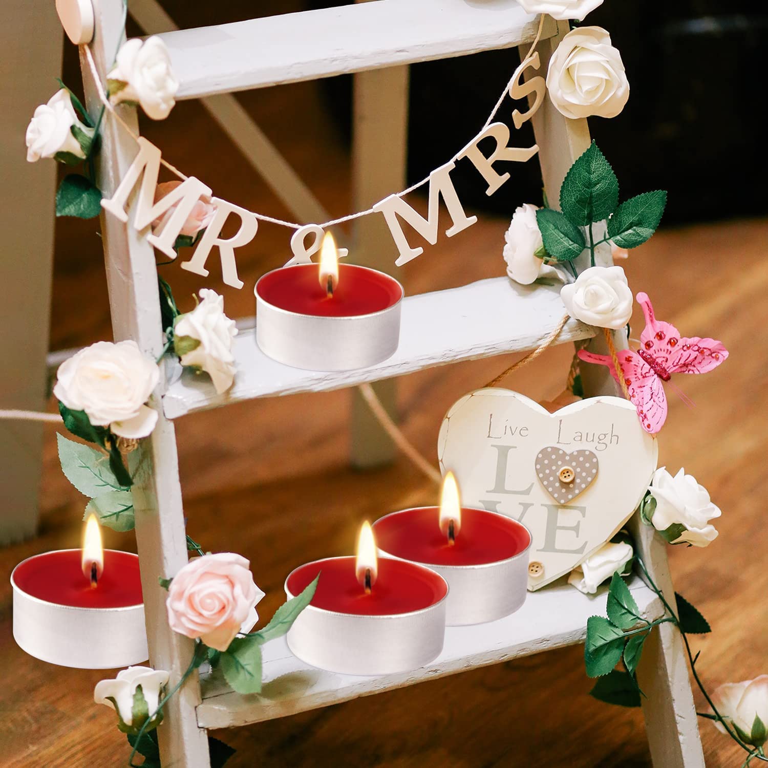 Mini Tealight Candle(Red), Dripless,Smokeless and Unscented Tea Lights Votive Candles for Table Decor, Mood, Dinner, Home, Set o