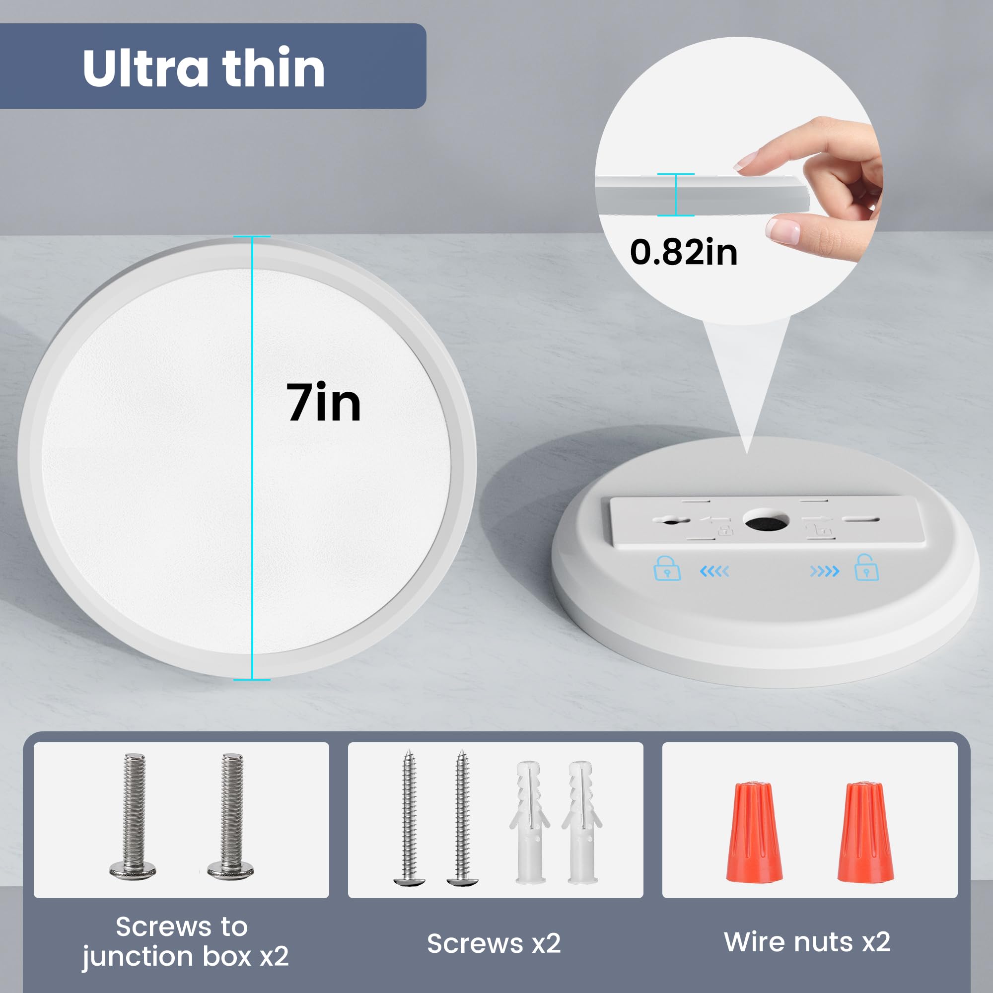 Niorsun 7 Inch Led Ceiling Lights,5Cct Lighting Options Dimmable Flush Mount Ceiling Light,15W Bathroom Ceiling Lights,Flat Ceil