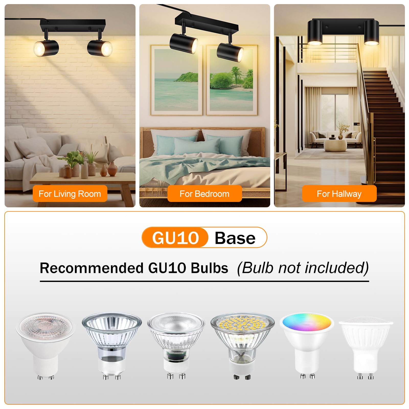 Auquee 2 Light Track Lighting Kit,Black 2 Way Modern Plug In Ceiling Spotlight,Industrial Led Wall Light For Kitchen Cabinet Gal