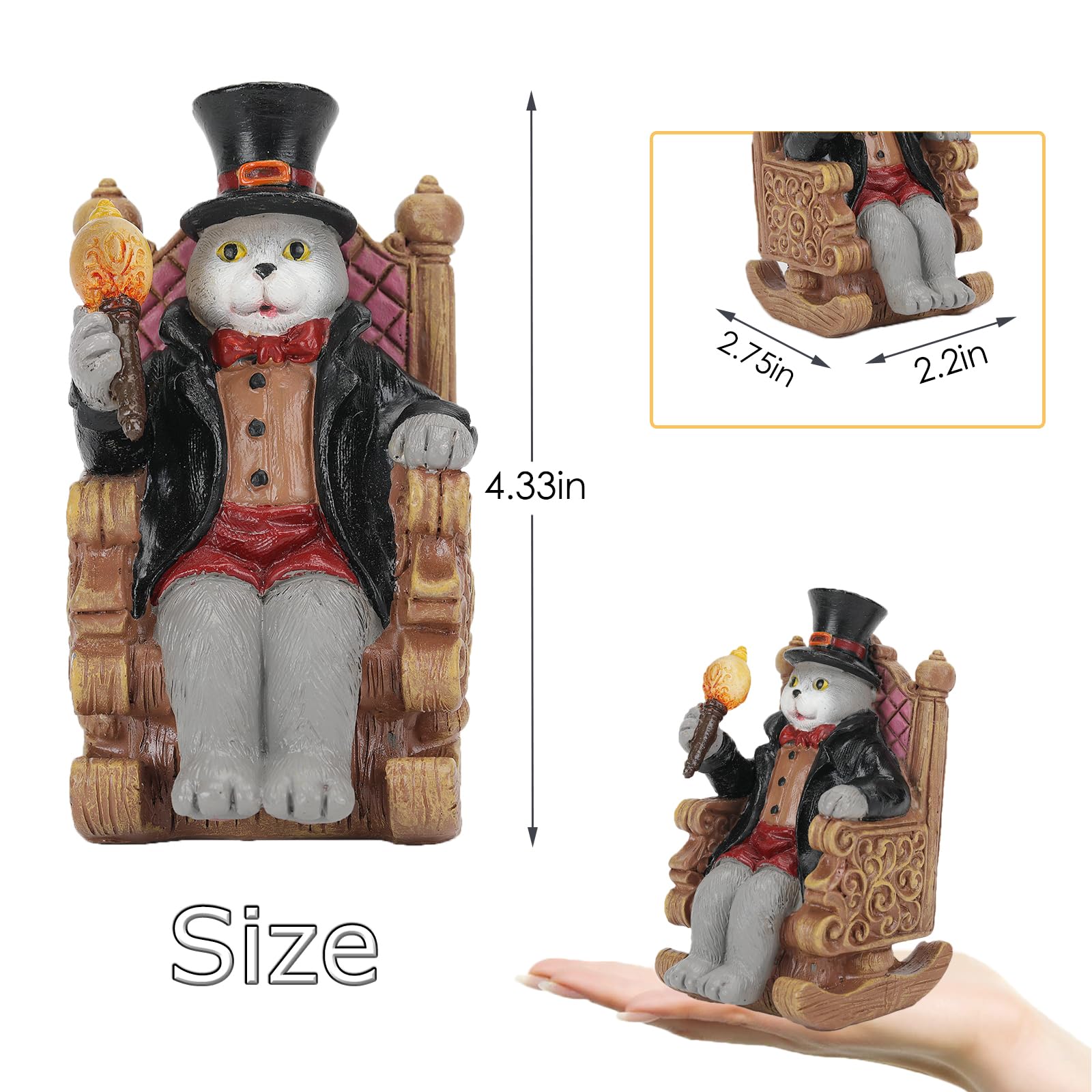 Solar Cat Garden Statues For Outside: Home Spring Decor With Magic Wand Lights Cat Clearance Garden Sculpture For Yard Art Lawn