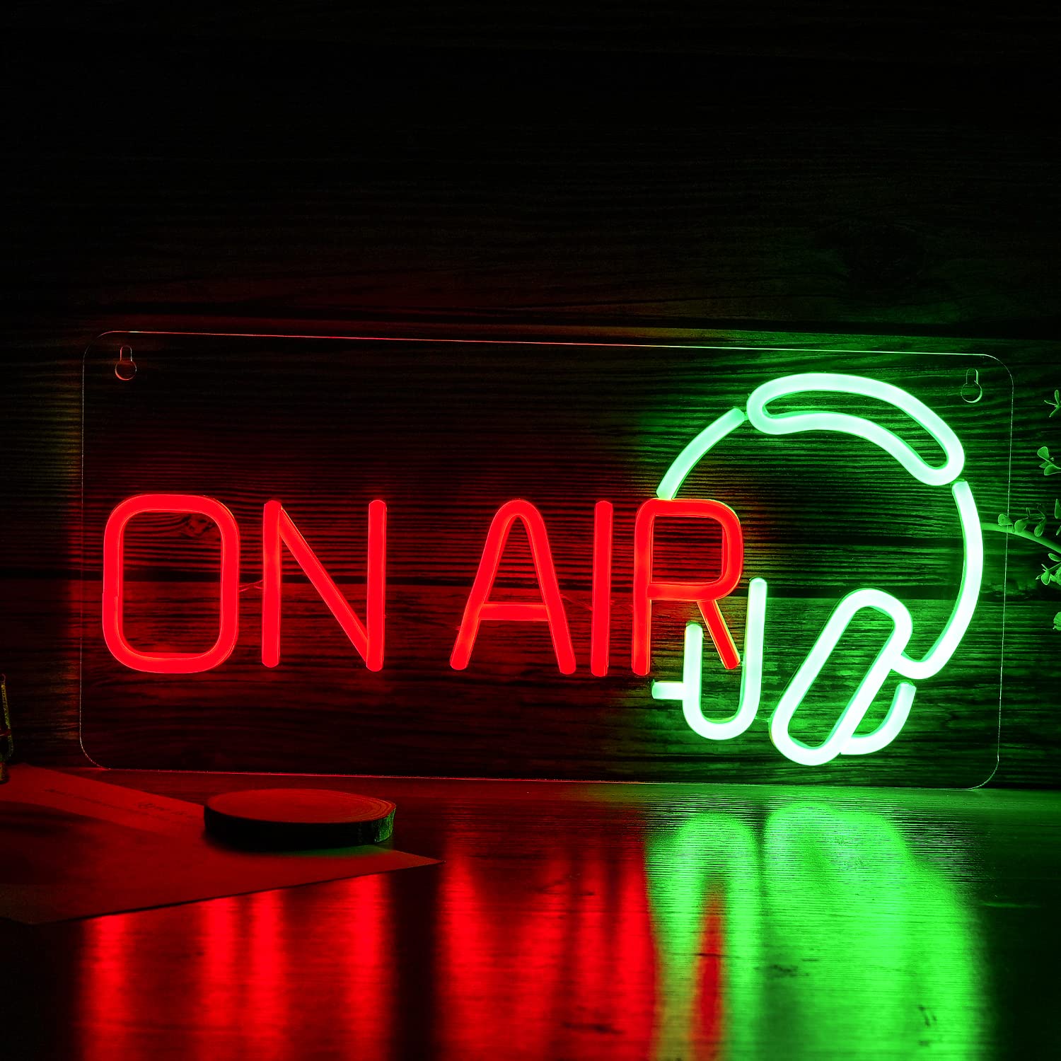 LISIGNVE ON AIR Neon Sign LED Light Decoration USB Powered 16.5inx7.9in Red Green