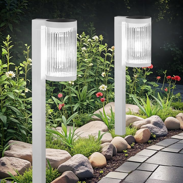 ELECLINK Solar Pathway Lights, 2 Pack, Up to 12Hrs, IP65 Waterproof, Cool White, Model DC-309-WHITE-2P
