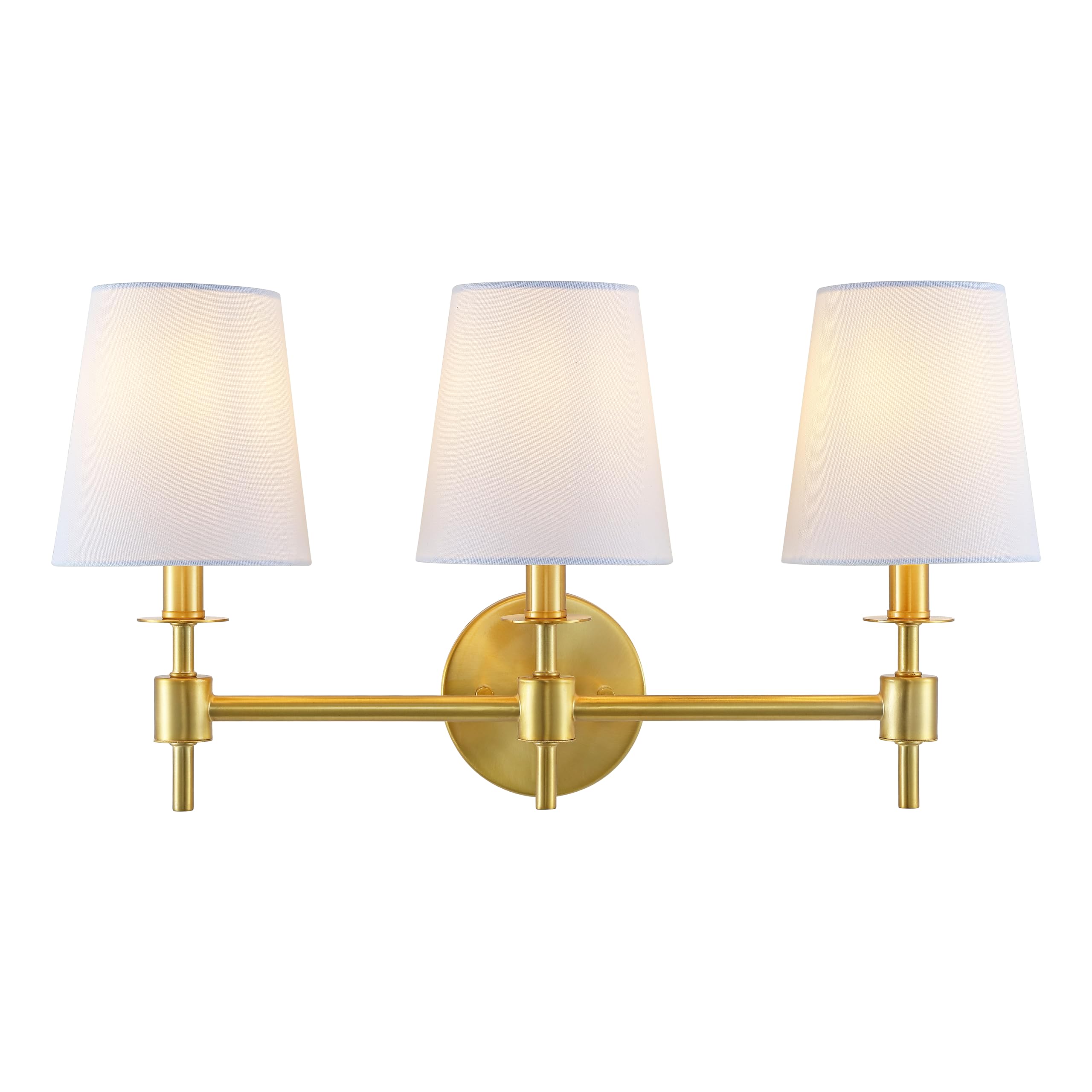 SAFAVIEH Lighting - Davielle 3-Light 21-Inch Wall Sconce - Brass - Fabric Shade - 3-Light Design - Ideal for Vanity, Hallway, Be