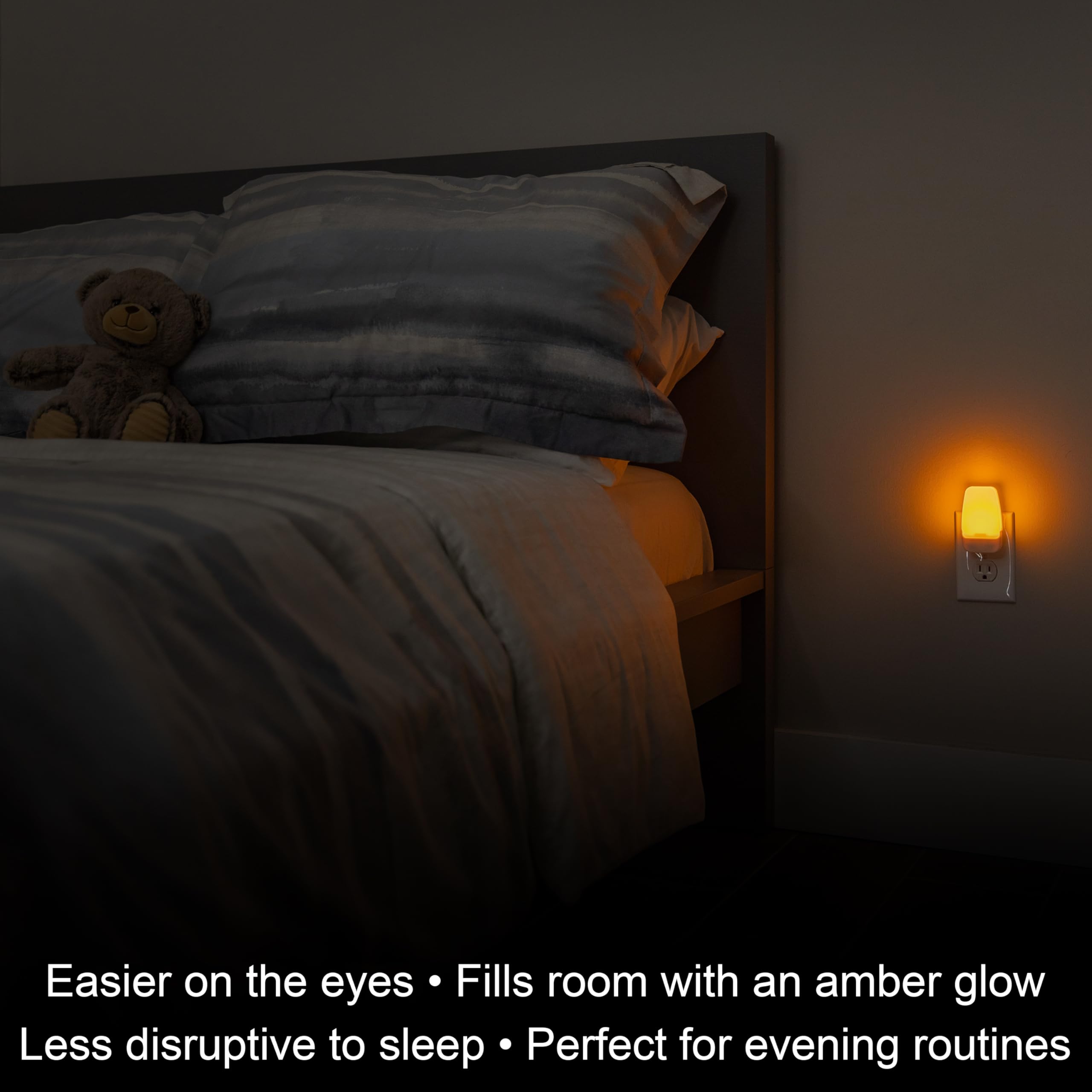 GE SleepLite LED Night Light, Plug-in Dusk to Dawn Sensor, Amber, 2 Pack, Model 76135, Ideal for Kids and Adults