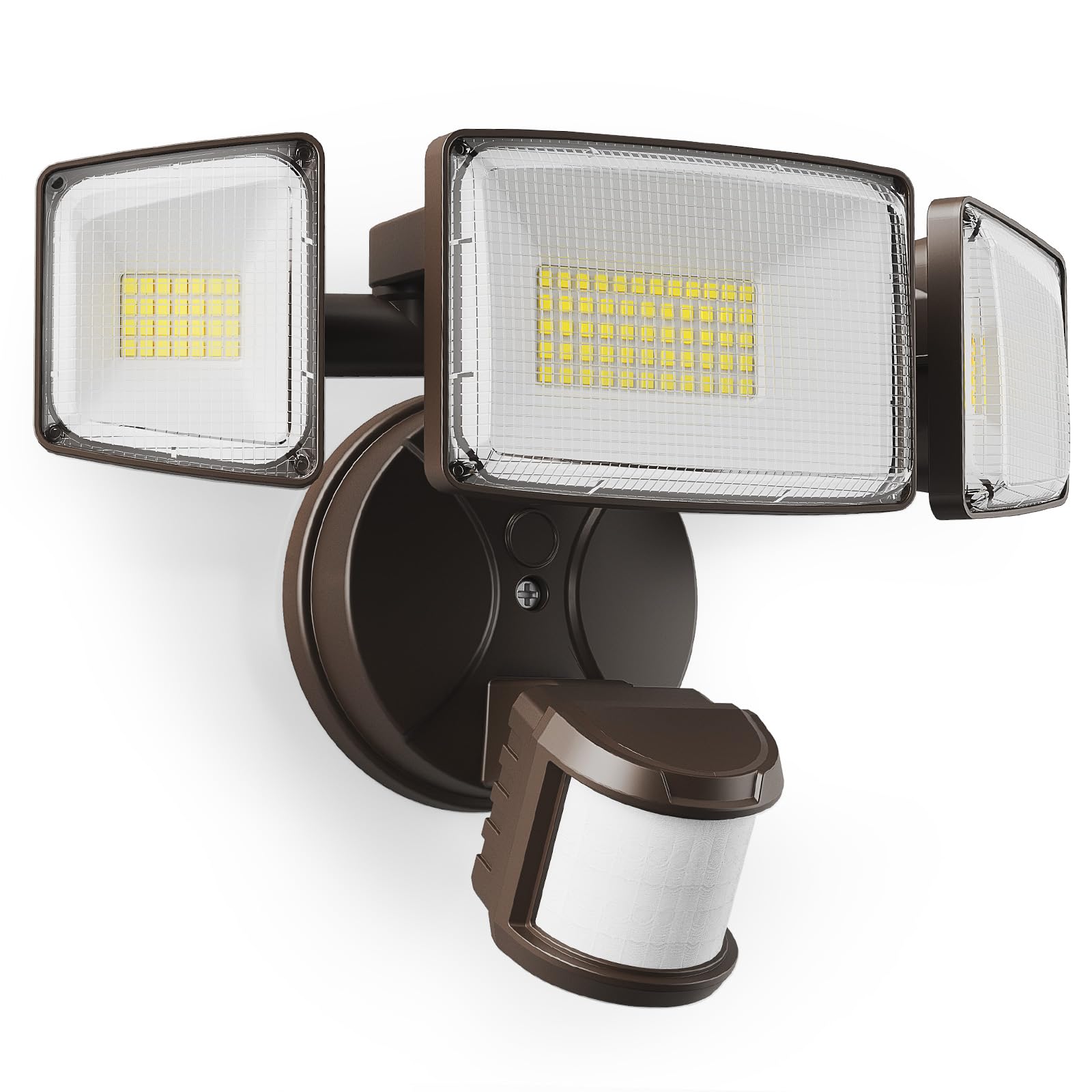 Onforu 75W LED Motion Sensor Outdoor Flood Light, 7500LM, 6500K Daylight, IP65 Waterproof, Hardwired, Standard Size, Brown, Model BDB75