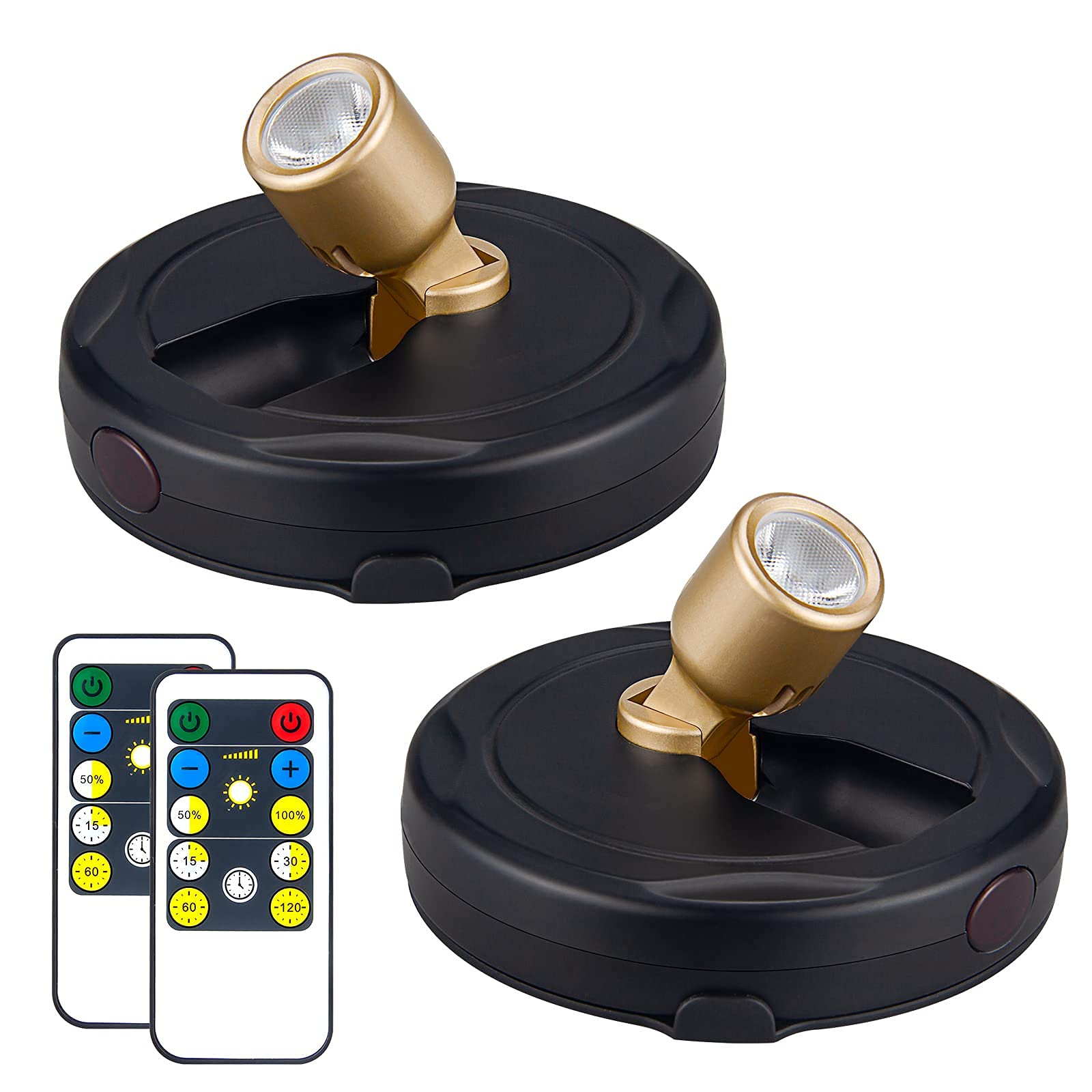 Hamvidne Wireless Led Spotlight, Battery Powered Picture Light With Remote, Gold Accent Light