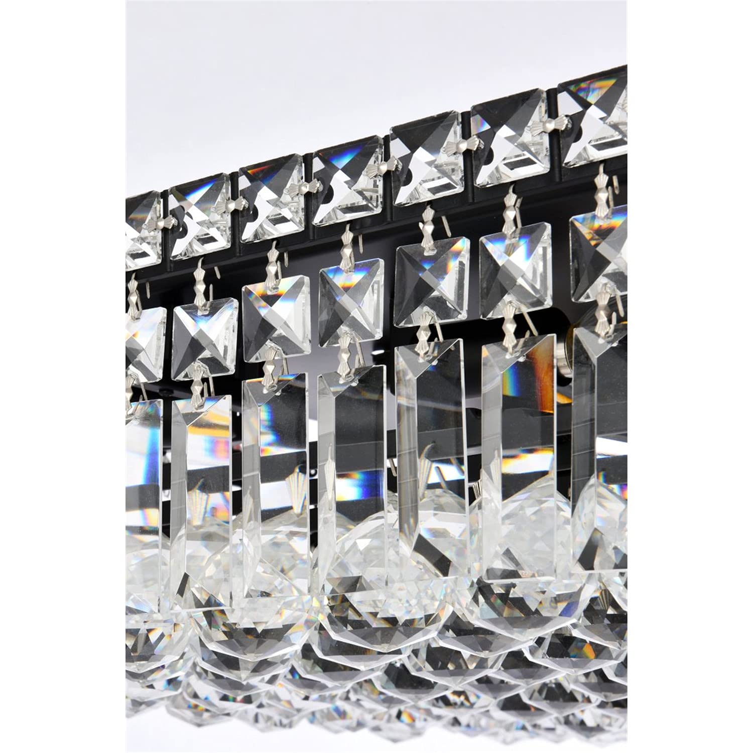 Elegant Lighting Maxime 24&quot; Black Metal & Crystal Flush Mount Ceiling Light Fixture