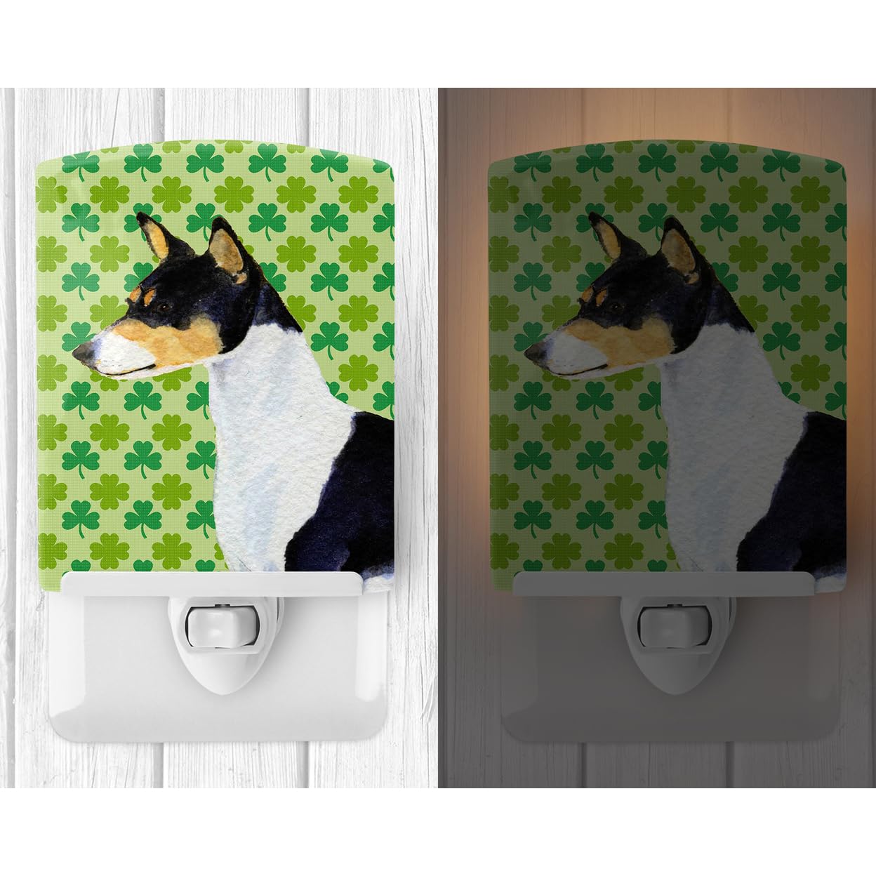 Carolines Treasures Ceramic Night Light, Basenji St. Patricks Day, 6x4x3in, Multicolor, Model SS4445CNL
