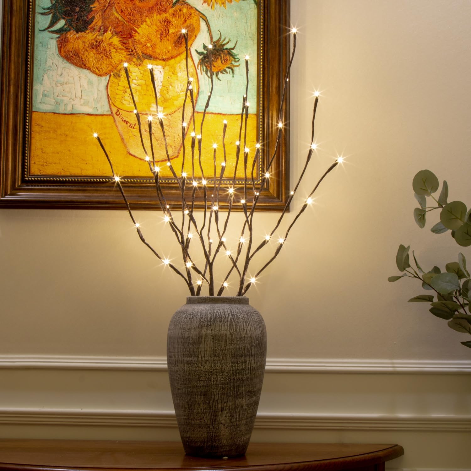 Peiduo Lighted Brown Branches With Timer, 30Inch 3Pk 60 Led Pathway Lights, Willow Branch Lights For Home Decorations Indoor Apartment Outdoor Stake Lights For Lawn