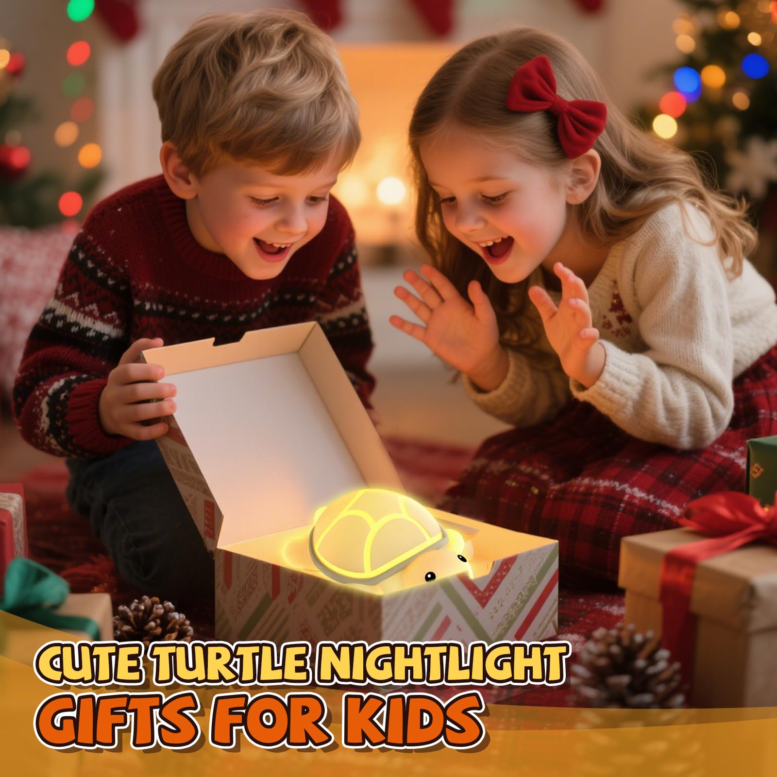 Gusweet Turtle Night Light - 7 Color Touch Control LED Lamp, Rechargeable Silicone, Ideal for Kids' Nursery and Bedside, Perfect Gift