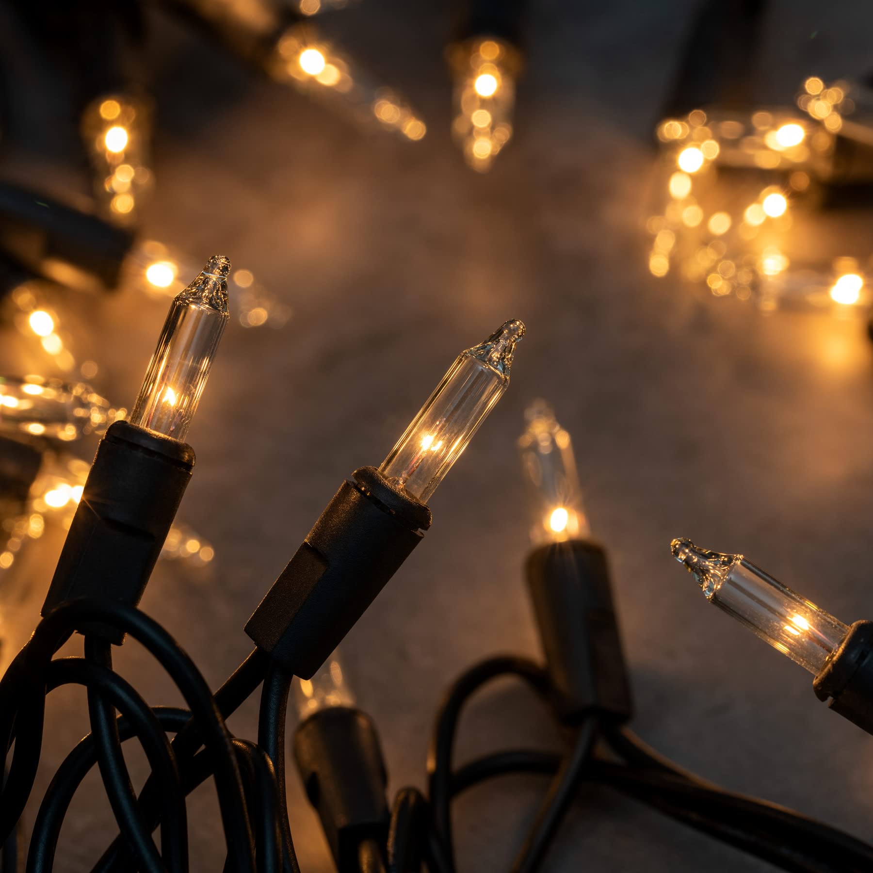 Yuletime 200 Clear Christmas Lights With Black Wire, Pack Of 2 Strands Of 21 Ft 100 Count Ul Certified Incandescent Mini String