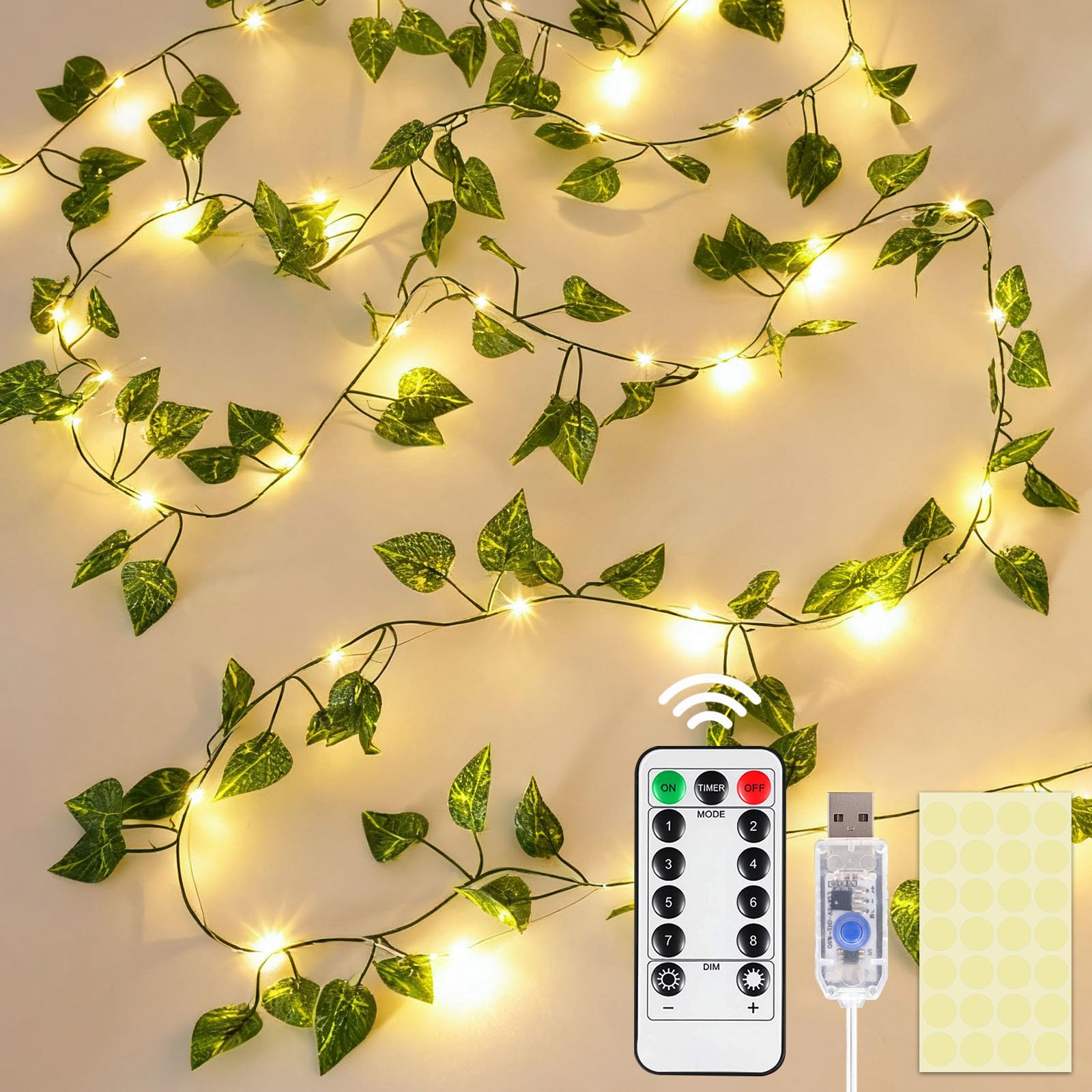 DomeStar 40Ft LED compatible with Vines with String Lights, Warm White, Model HR4033524 for Home Decor, Fences, Hallways, Railings