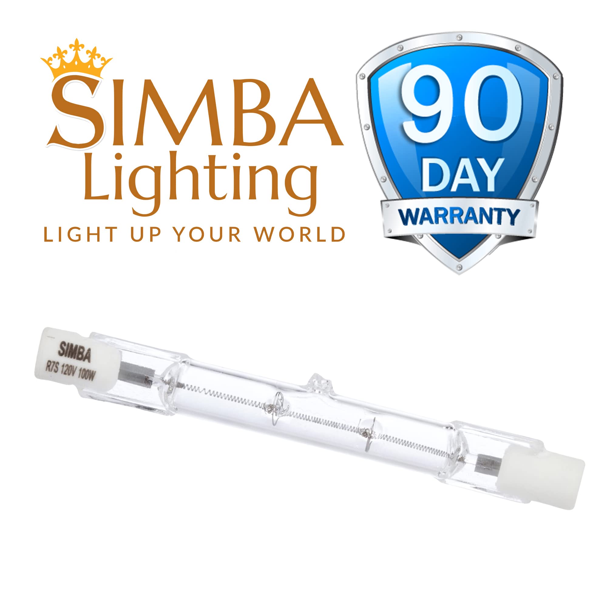 Simba Lighting Halogen R7S 100W Dimmable Bulbs, 5 Pack, 2700K Warm White, Glass, 78mm T3, 360º Beam Angle