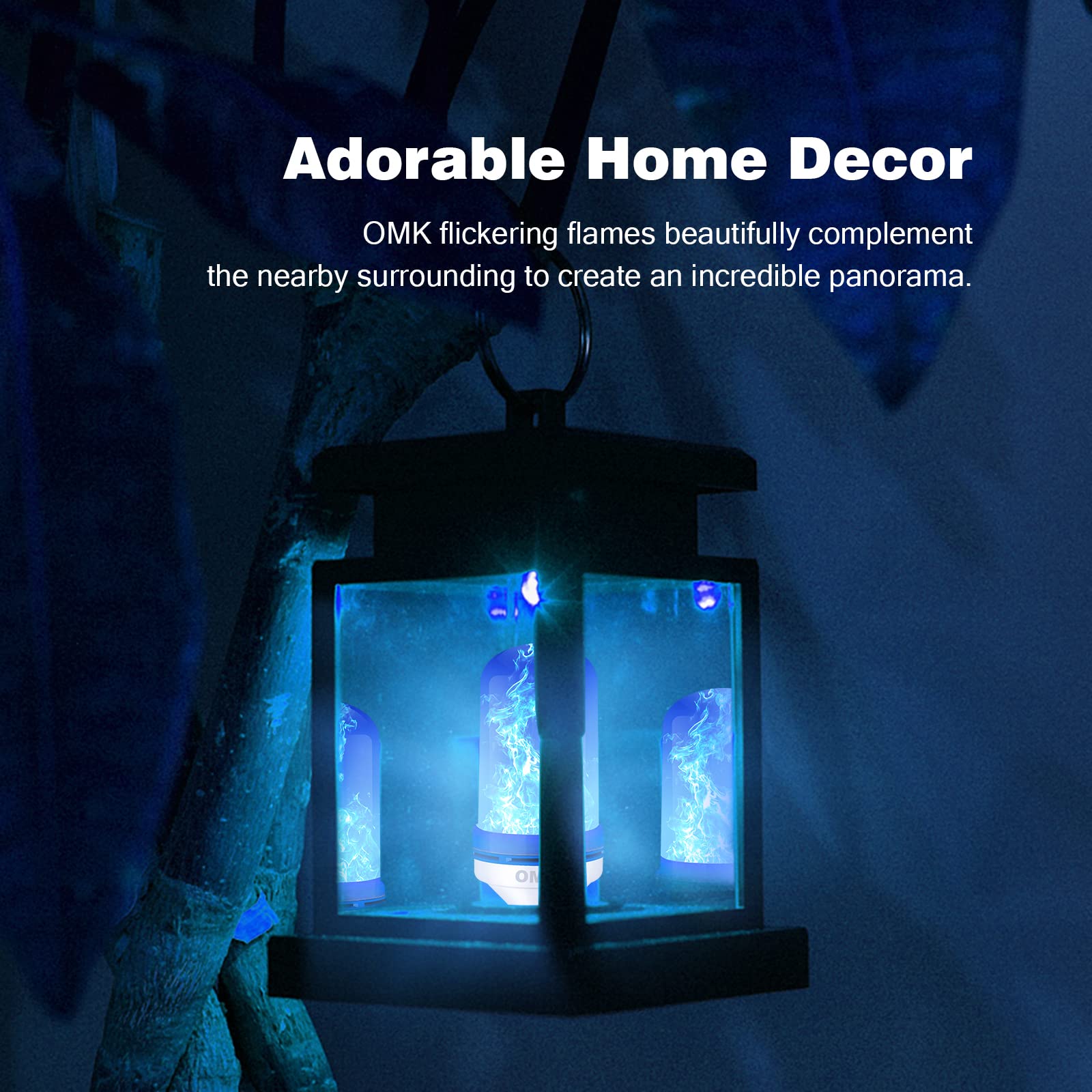 Omk - Blue Flame Halloween Decor Led Flame Effect Light Bulbs - Newest Upgraded 4 Modes Fire Simulated Lamps - Christmas, Party, Indoor/Outdoor Decoration Lights (Blue 2)
