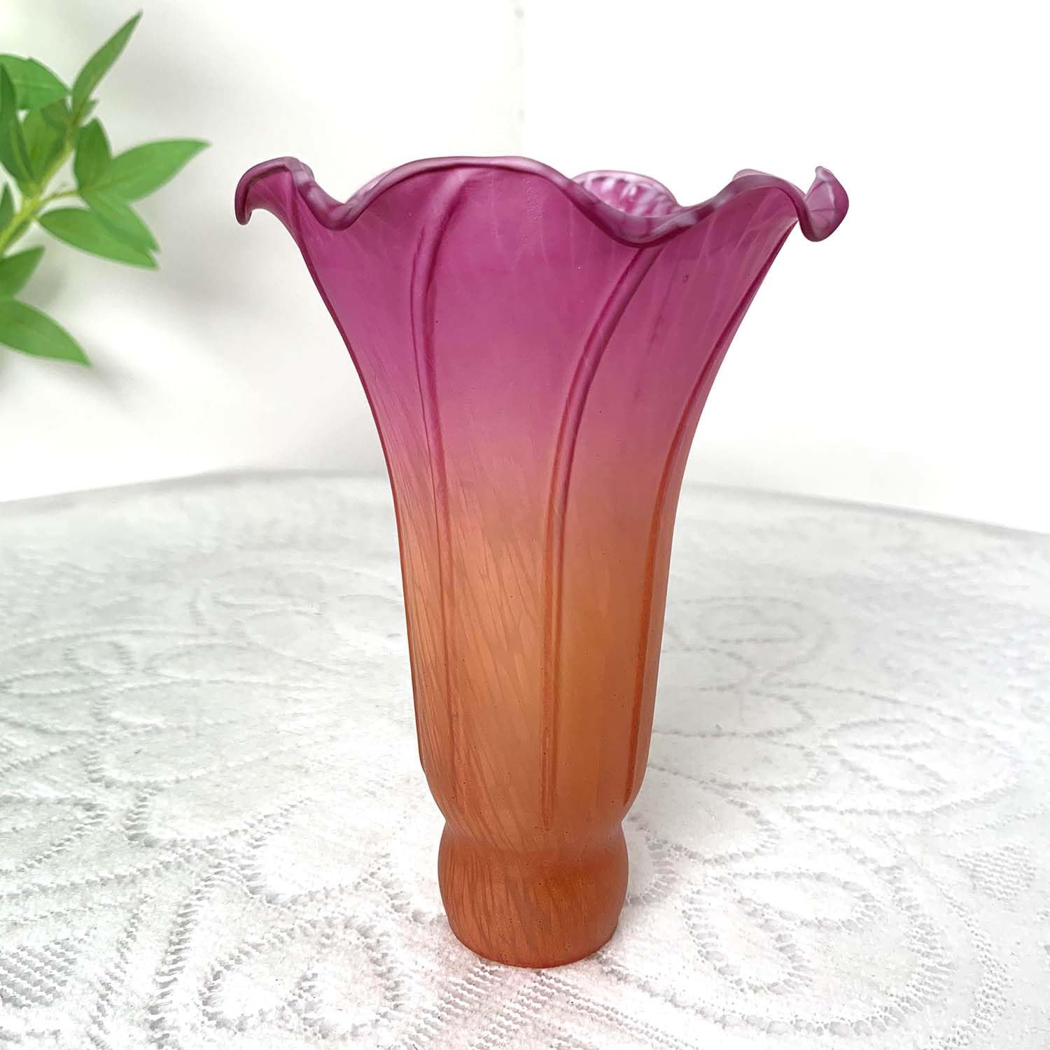 Bieye LS21 Lily Flower Blown Glass Lampshade - Large I.D. 1.26" x O.D. 1.5", Orange Purple