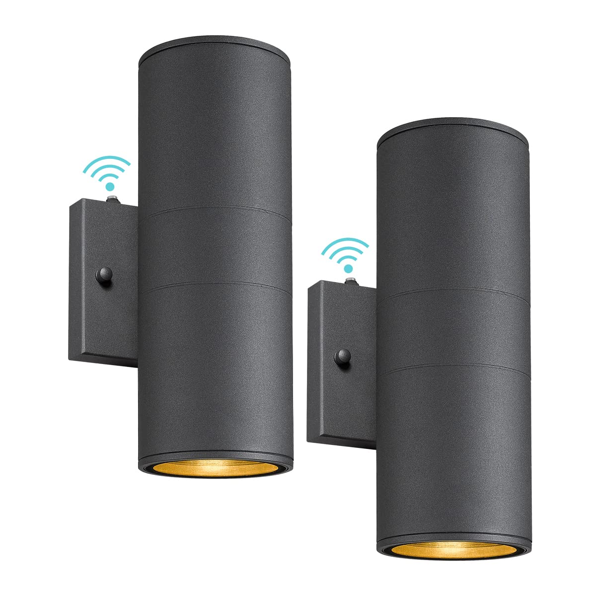 Ken & Ricky Outdoor Wall Lights, Dusk To Dawn Sensor Exterior Light Fixtures, Up And Down Wall Lantern With Textured Black Finish For Porch Patio Garage House - 2 Pack