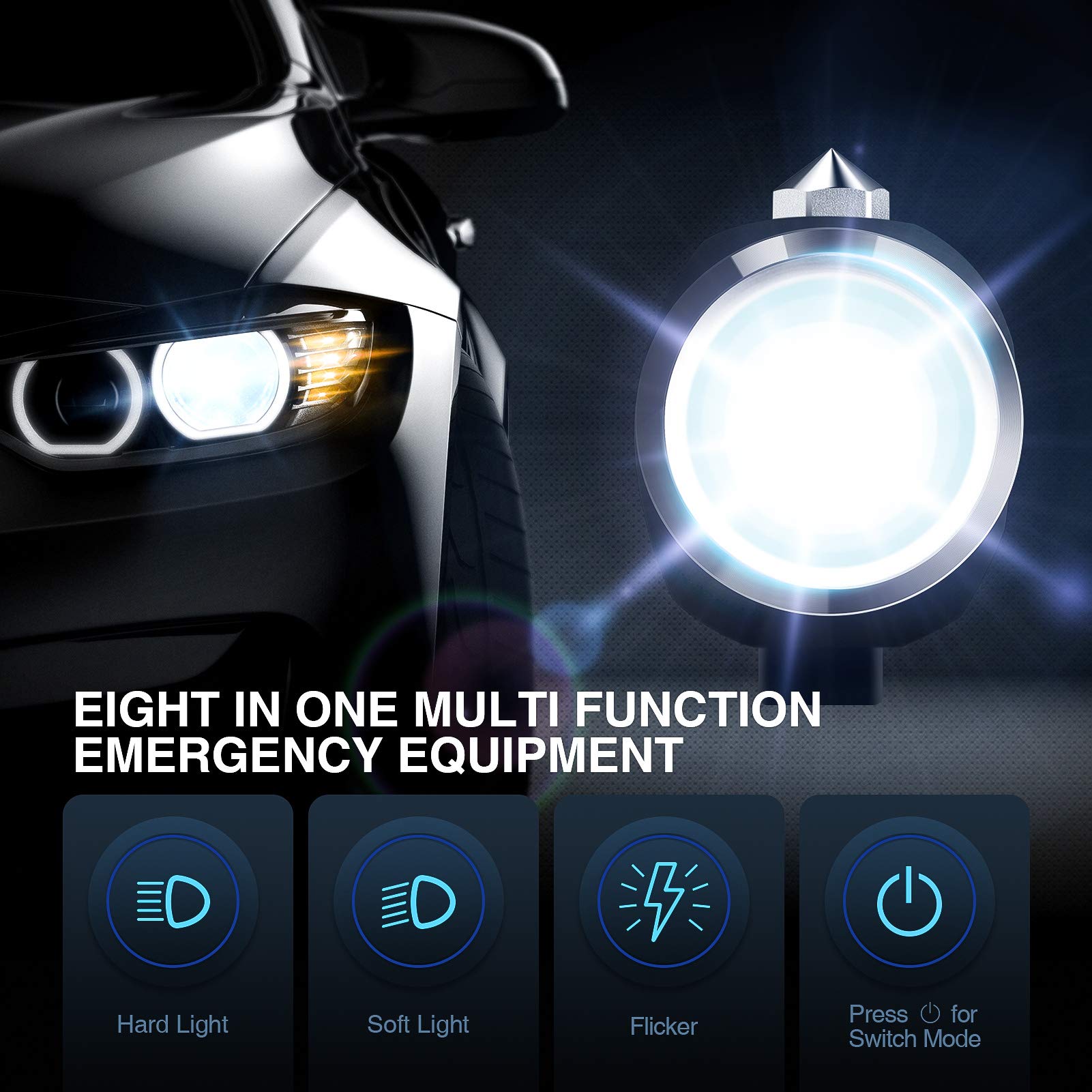 Delxo Patriot Flashlight, Handheld Solar Powered Tactical Flashlights Cell Phone Charger, USB Rechargeable Waterproof Car LED Fl