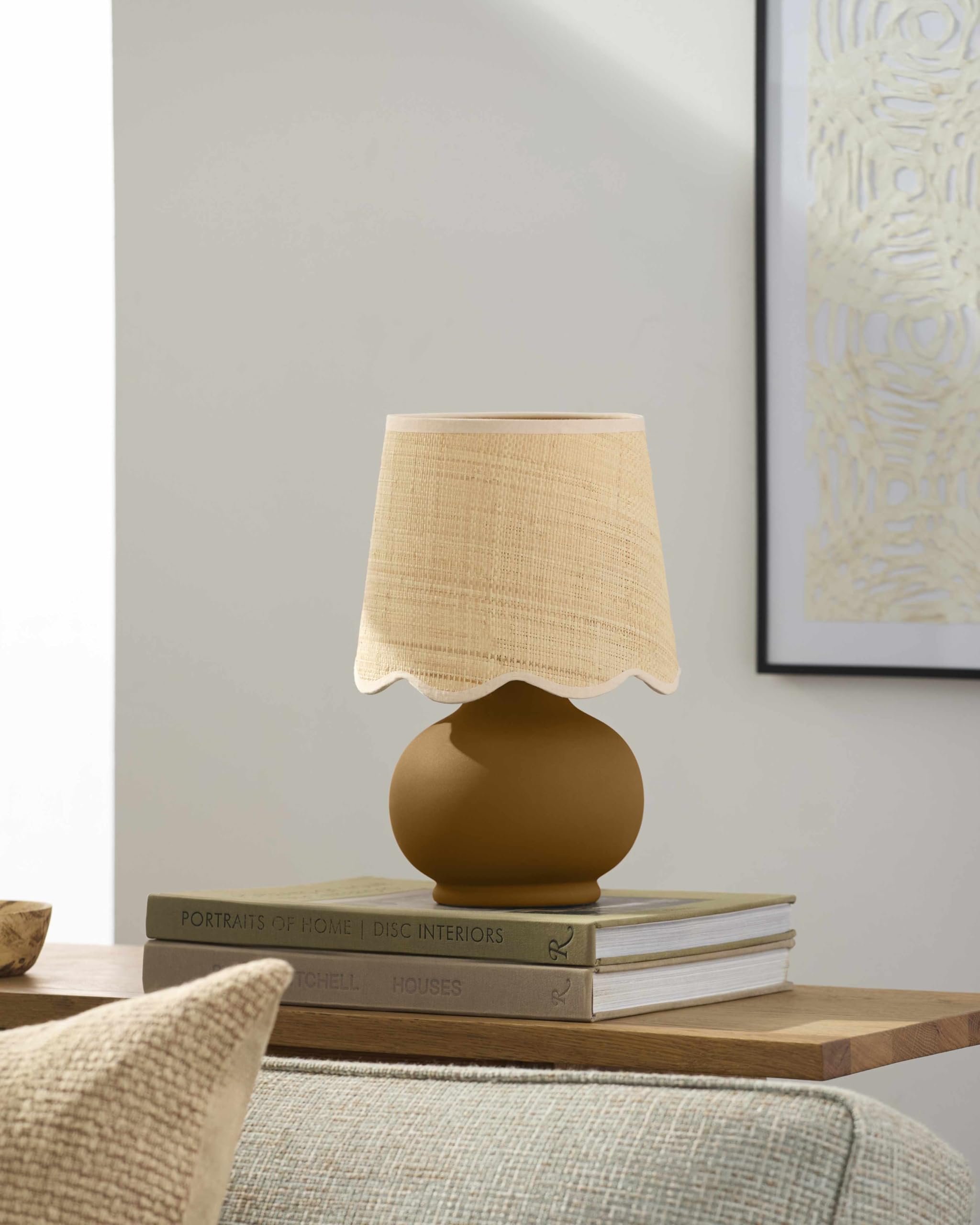 Hauteloom Table Lamp Ceramic 13inH x 8inW x 8inD Tan Beige Clear Model TXCHME2-060