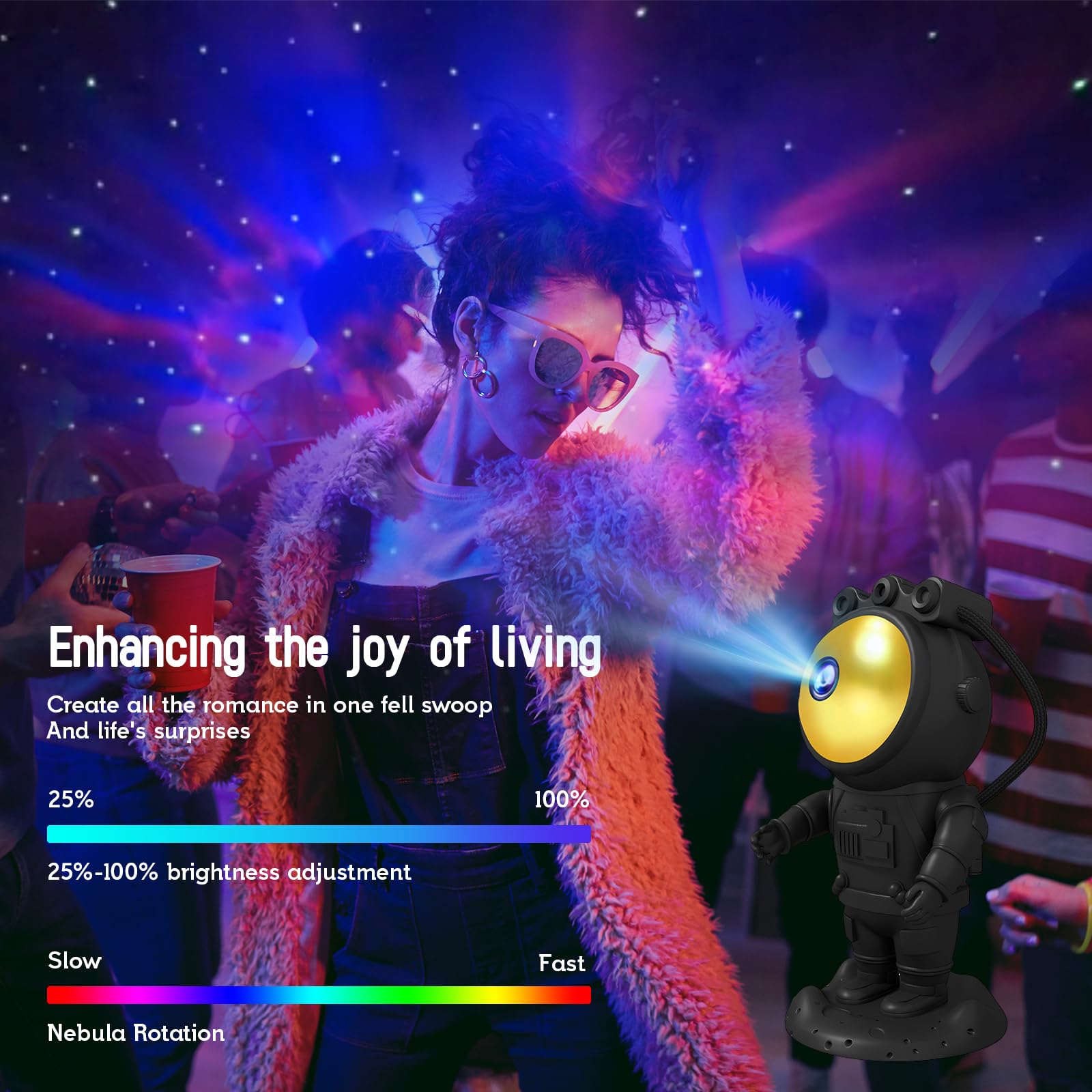 Astronaut Star Projector Galaxy Night Light, Space Projector, Starry Nebula Ceiling LED Lamp, with Timer and Remote Control, Kid