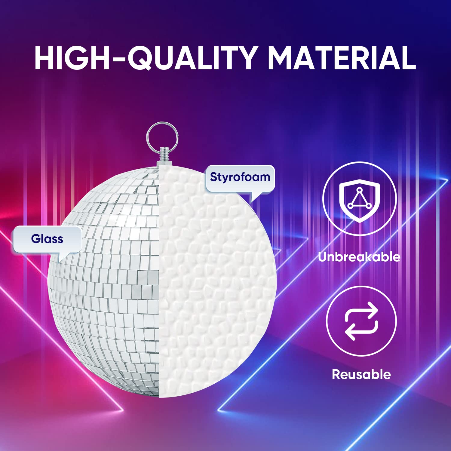 Mirror Disco Ball Decor With Hanging Ring 8'' Large Silver Disco Ball Ornament For Disco Party Decorations,70S Theme Party, Dj,