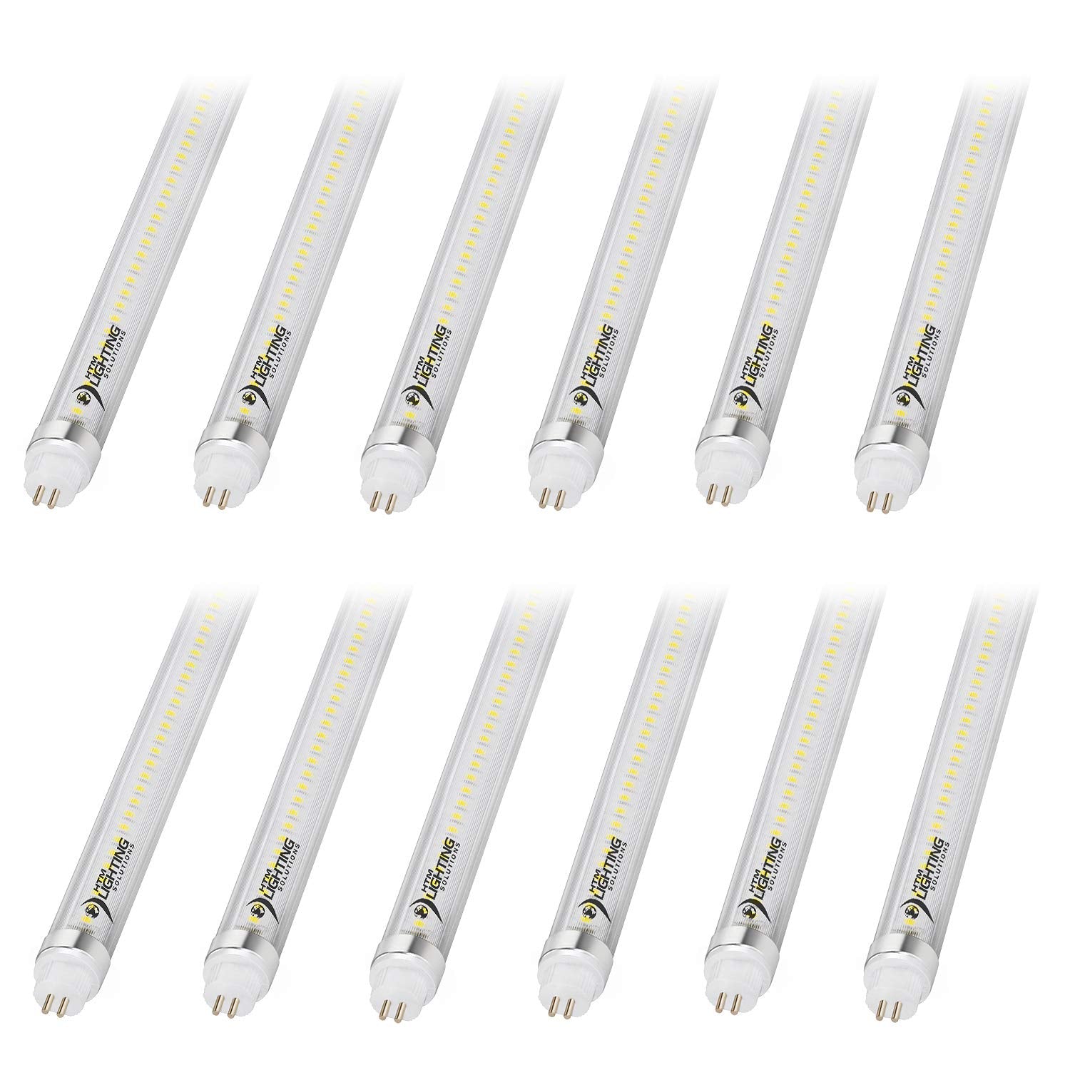 HTM LIGHTING SOLUTIONS 4ft LED Tube Light 24W 4000K Clear Lens G5 Mini Base 12 Pack