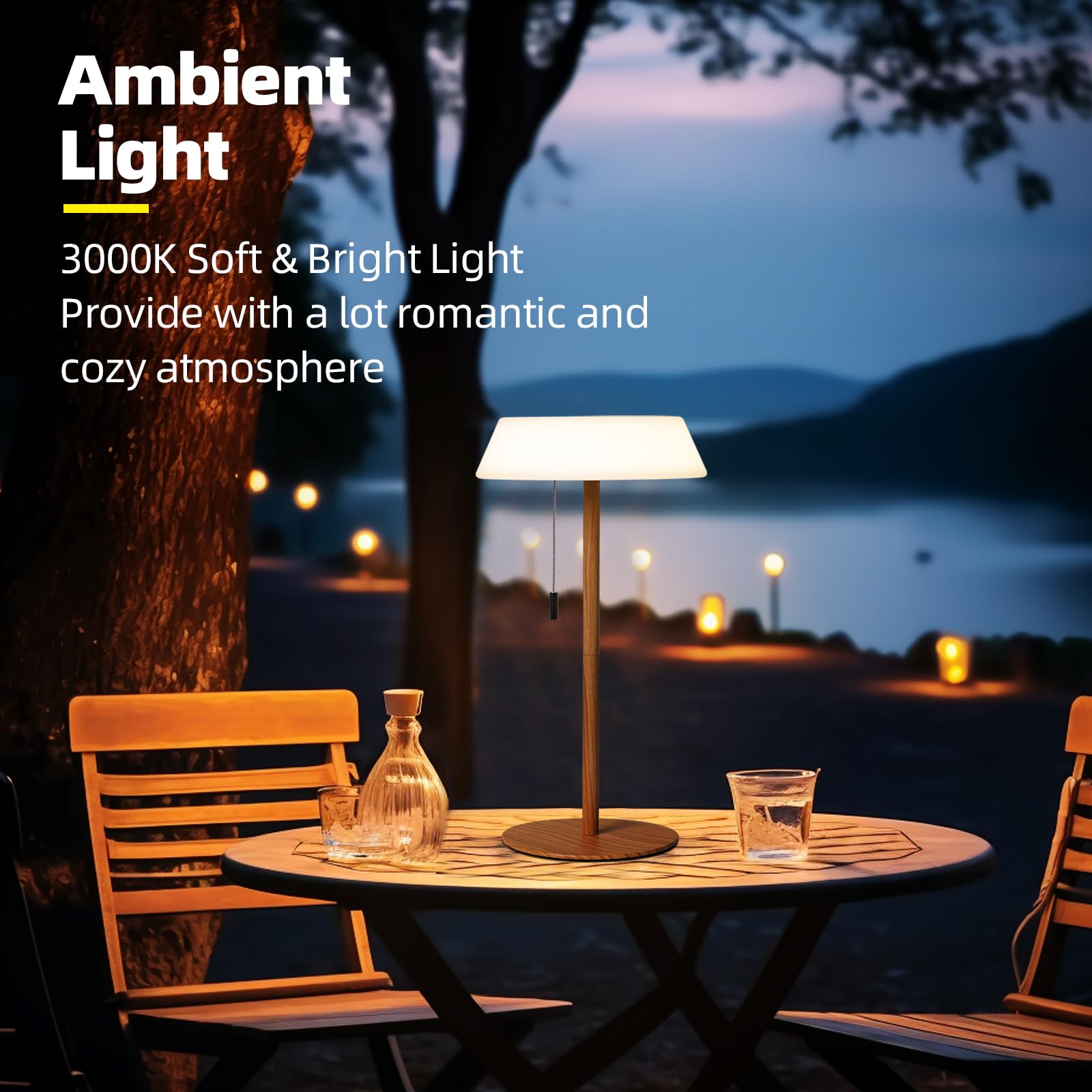 Ilovinit Solar Led Outdoor Table Lamp Waterproof, 3 Level Dimmable Desk Night Light, Portable Cordless Usb Rechargeable, For Hom