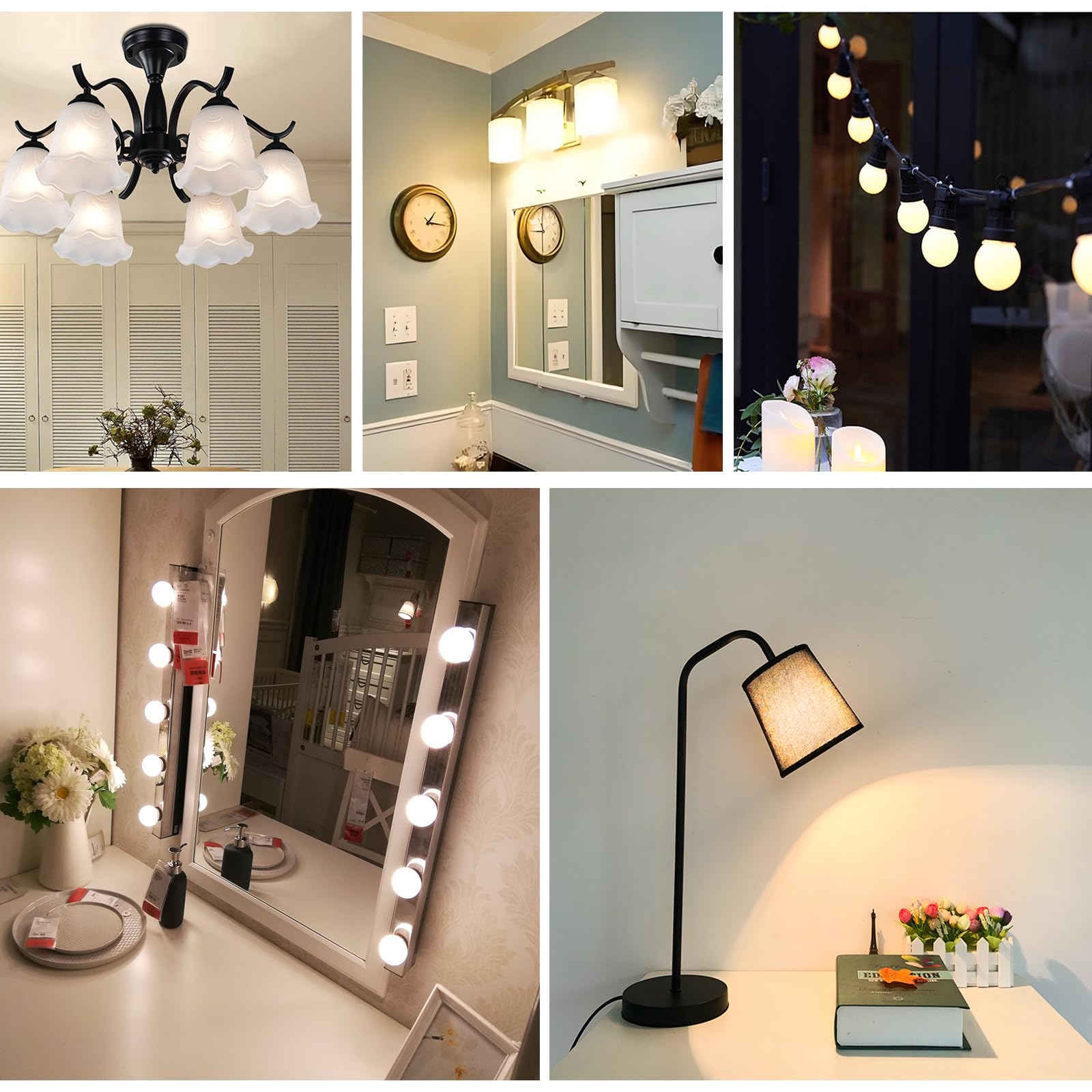 G40 1.5 Watt Low Wattage Led Bulb 15 Watt Equivalent,Standard E26 Base G14 Low Power Frosted Small Light Bulbs For Vanity Ceilin