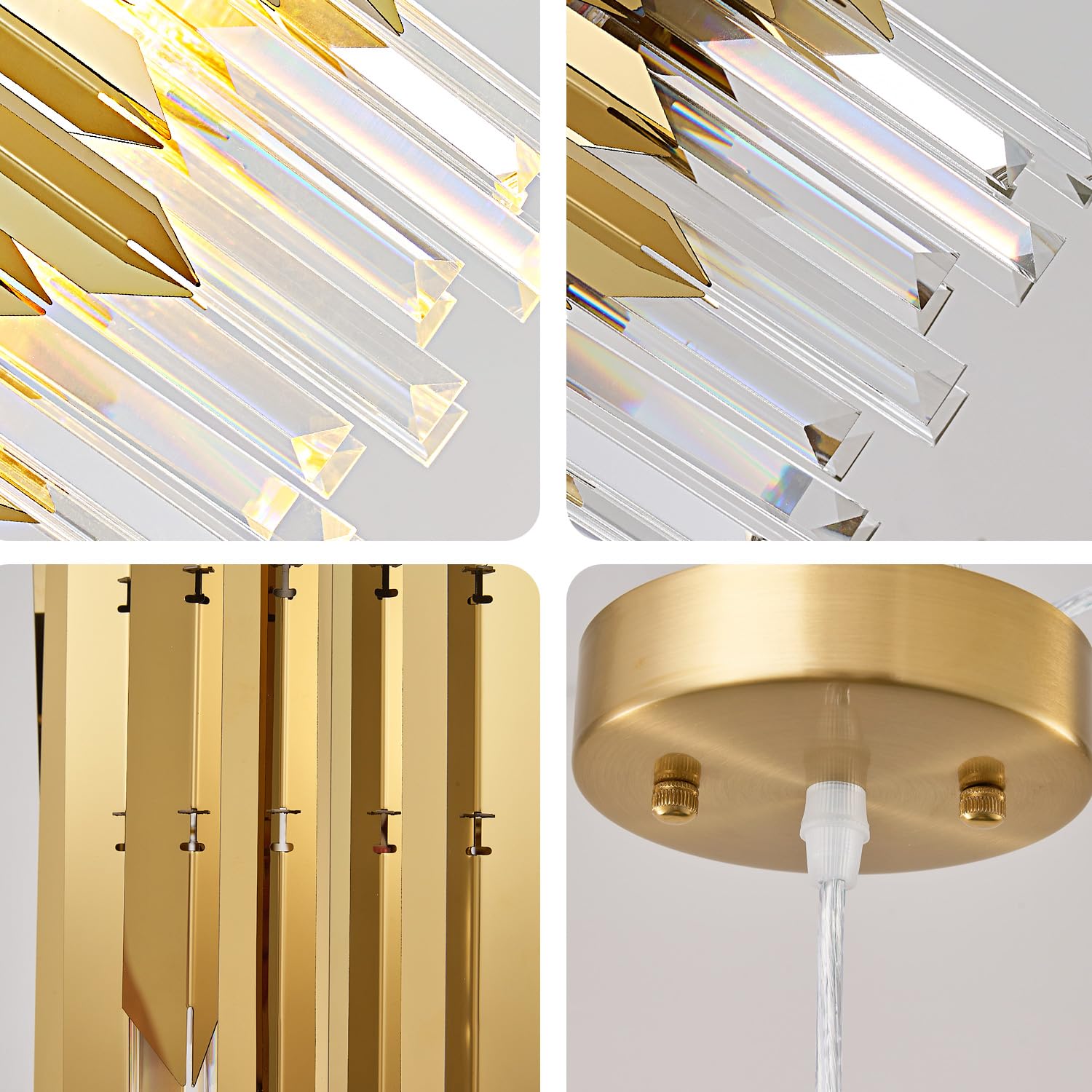 Biewalk Modern Crystal Chandeliers, Pendant Light Fixtures For Kitchen Island Luxury Gold Pendant Light Perfect For Dining Room, Bedroom, Kitchen, Living Room