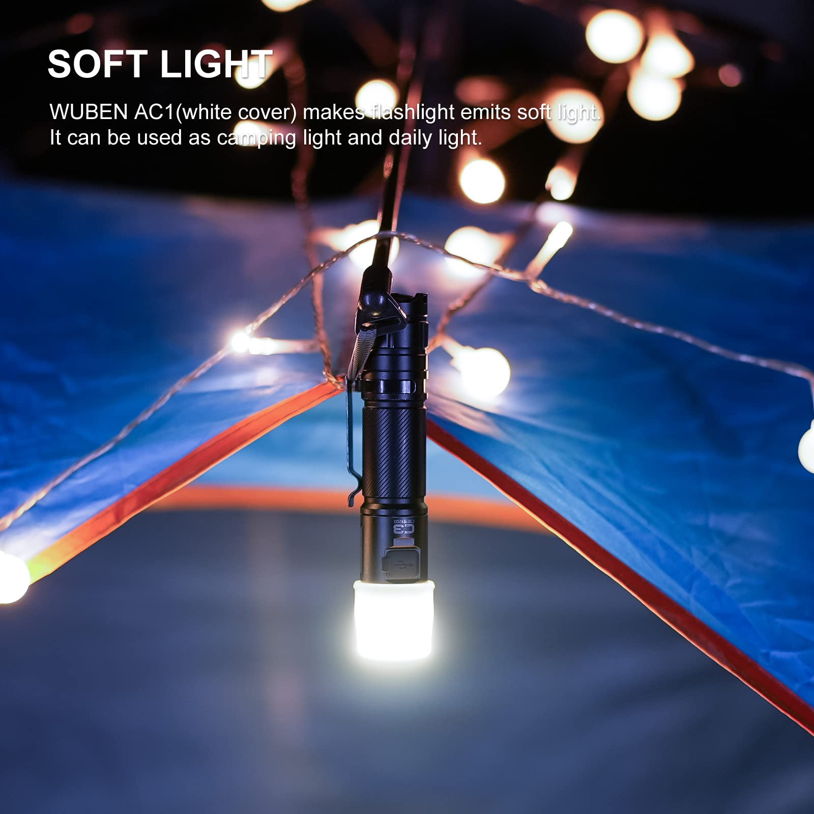 WUBEN Flashlight Diffuser AC1 - Durable Silicone Compatible with 24.5-26mm Lamp Caps for C3 L50 L50S TO40R TO46R, 3 Colors
