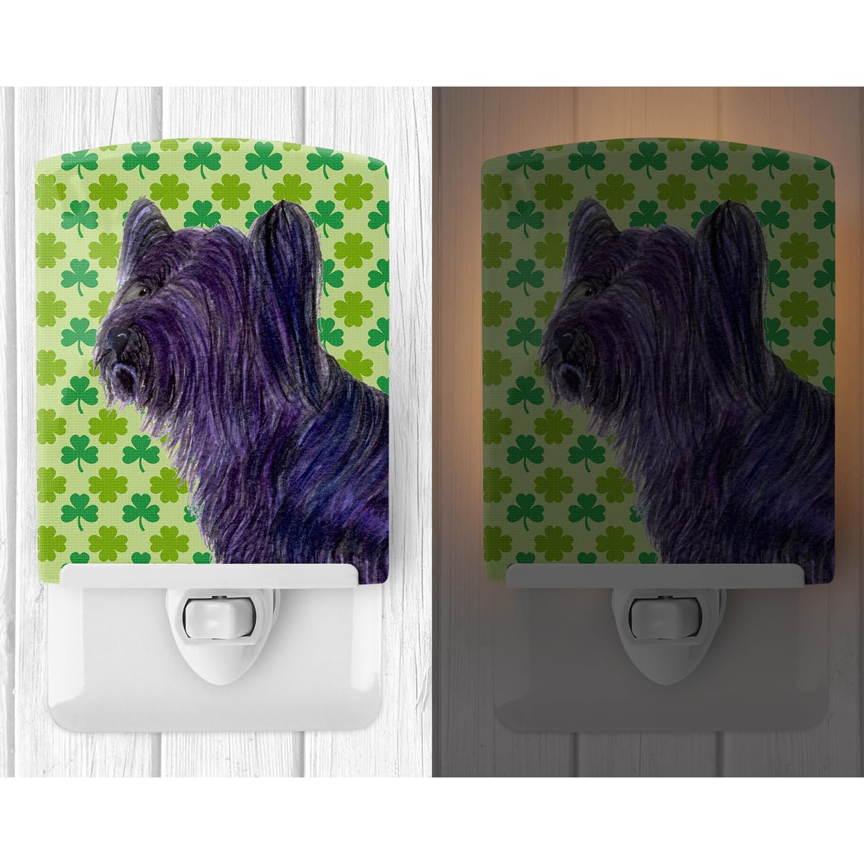 Carolines Treasures Ceramic Night Light Skye Terrier St. Patricks Day 6x4x3in Multicolor Model SS4394CNL