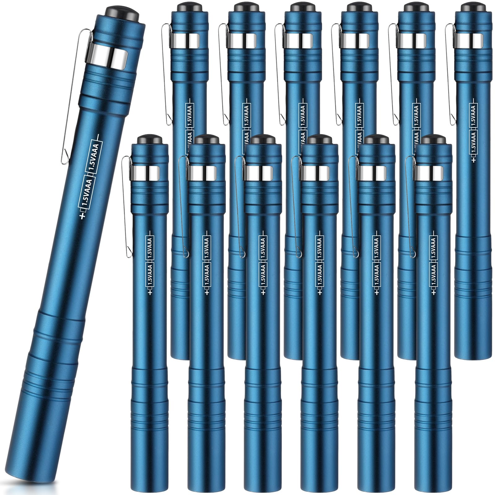 Tujoe LED Penlight, Aluminum Flashlight with Clip, Mini Pocket Light for Nurses and Camping, Lake Blue
