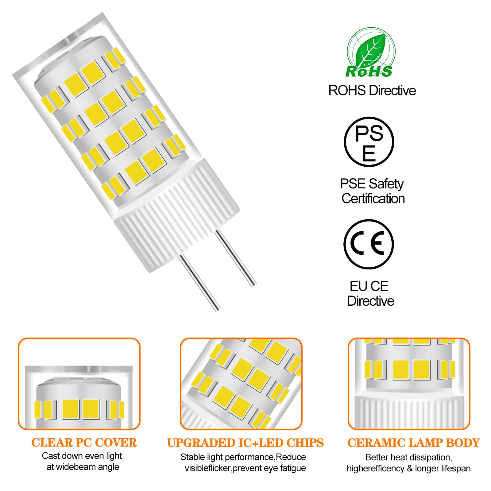 Huimeijia G5.3 Led Bulb Ac110-130V 4W Equivalent 40W Halogen Lamp Replacement A1607Y T4 Light For Spotlight Track And Indoor Lig