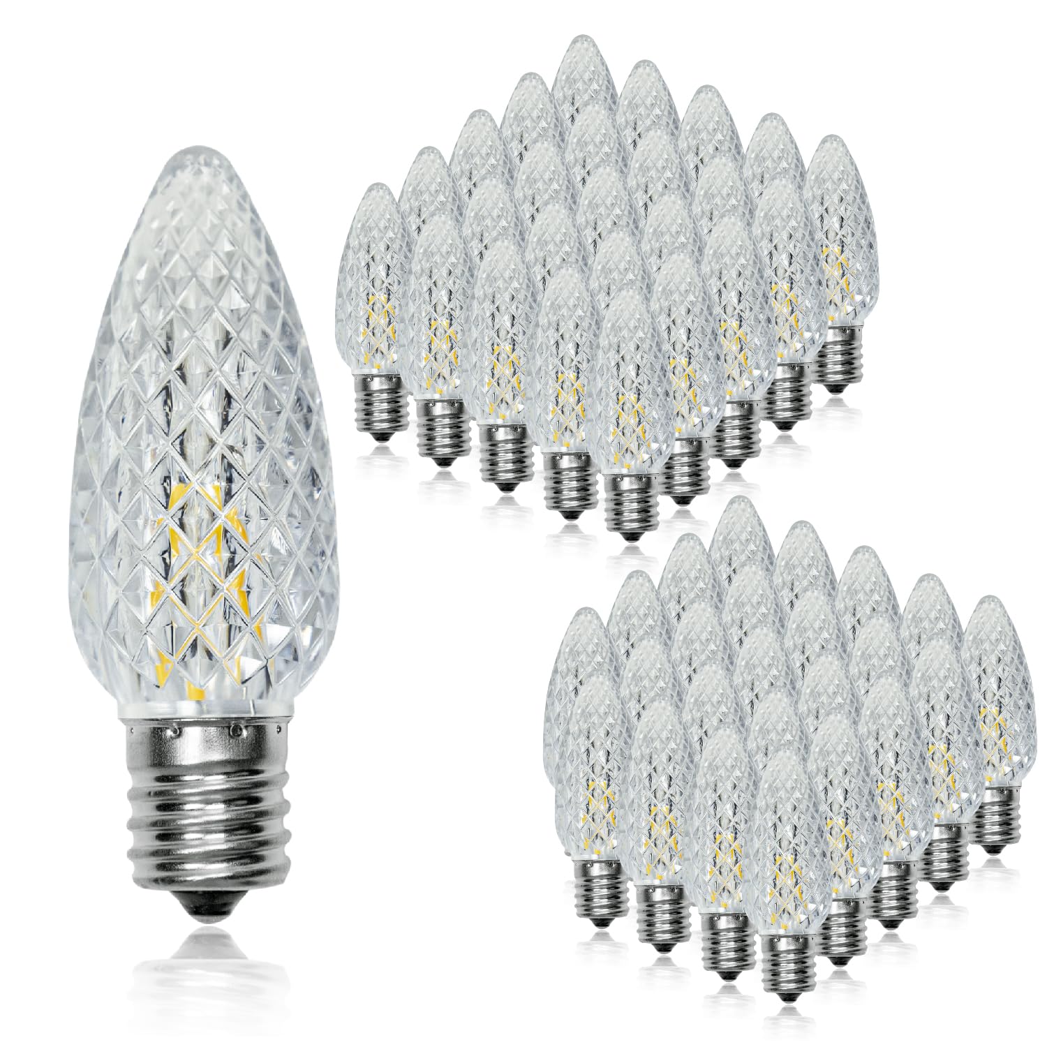 RuiAoTD 50 Pack C9 Led Replacement Christmas Light Bulb, 0.6W C9 Shatterproof Led Bulbs for Christmas String Light, E17 Intermed