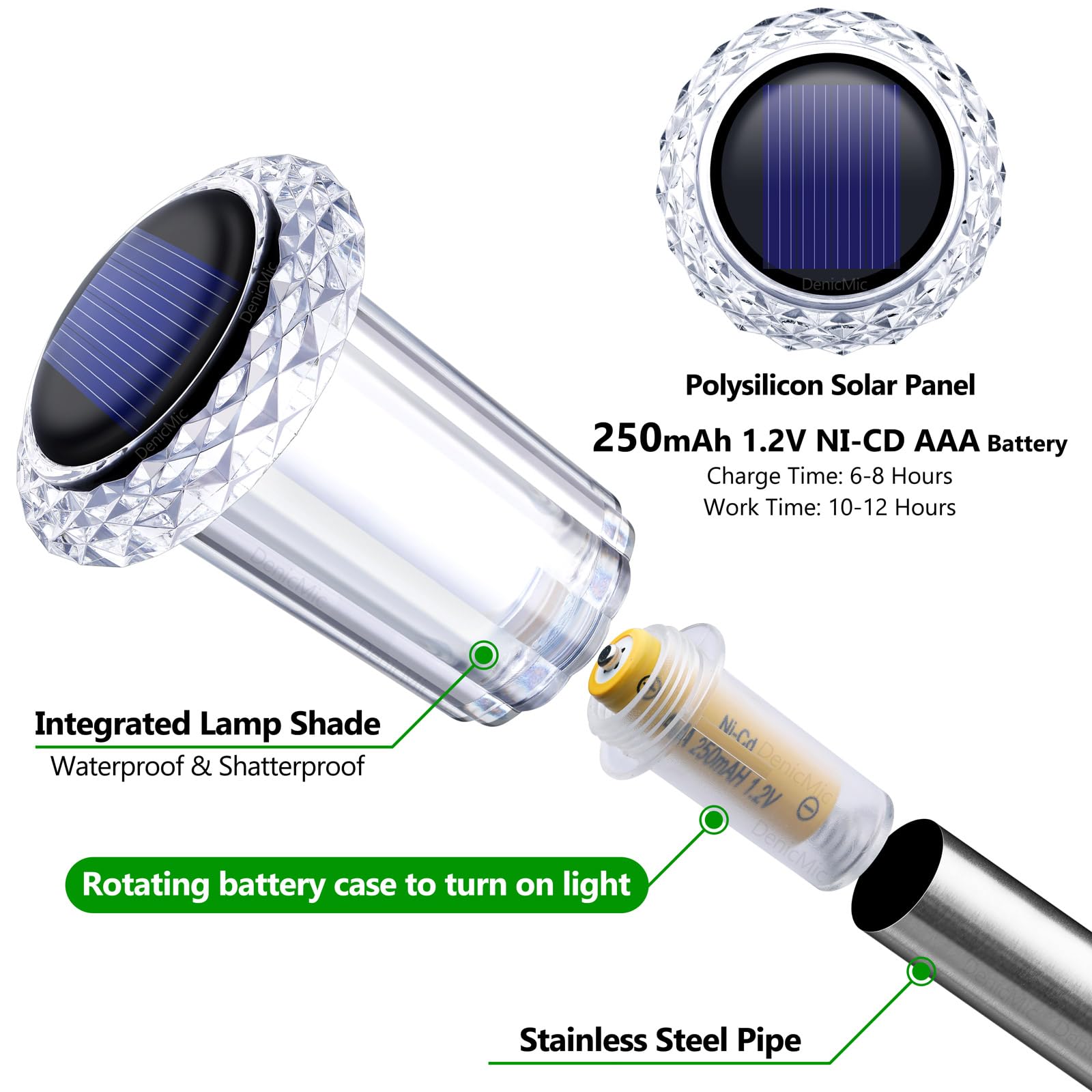 Denicmic Solar Pathway Lights - Waterproof Led Acrylic Lamp, Purple 10 Pack For Yard & Garden