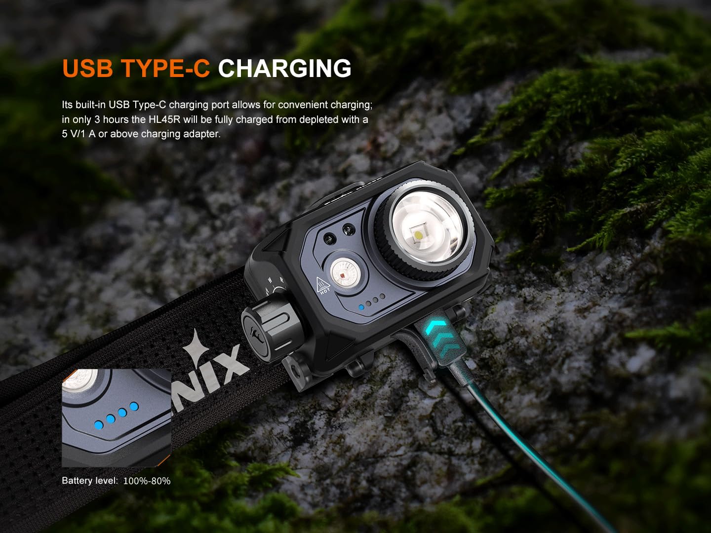 Fenix Hl45R 1000 Lumen Zoomable Headlamp, Usb-C Rechargeable, 3X Aaa Dual Fuel, Gesture Sensing, Adjustable Focus With Floodligh