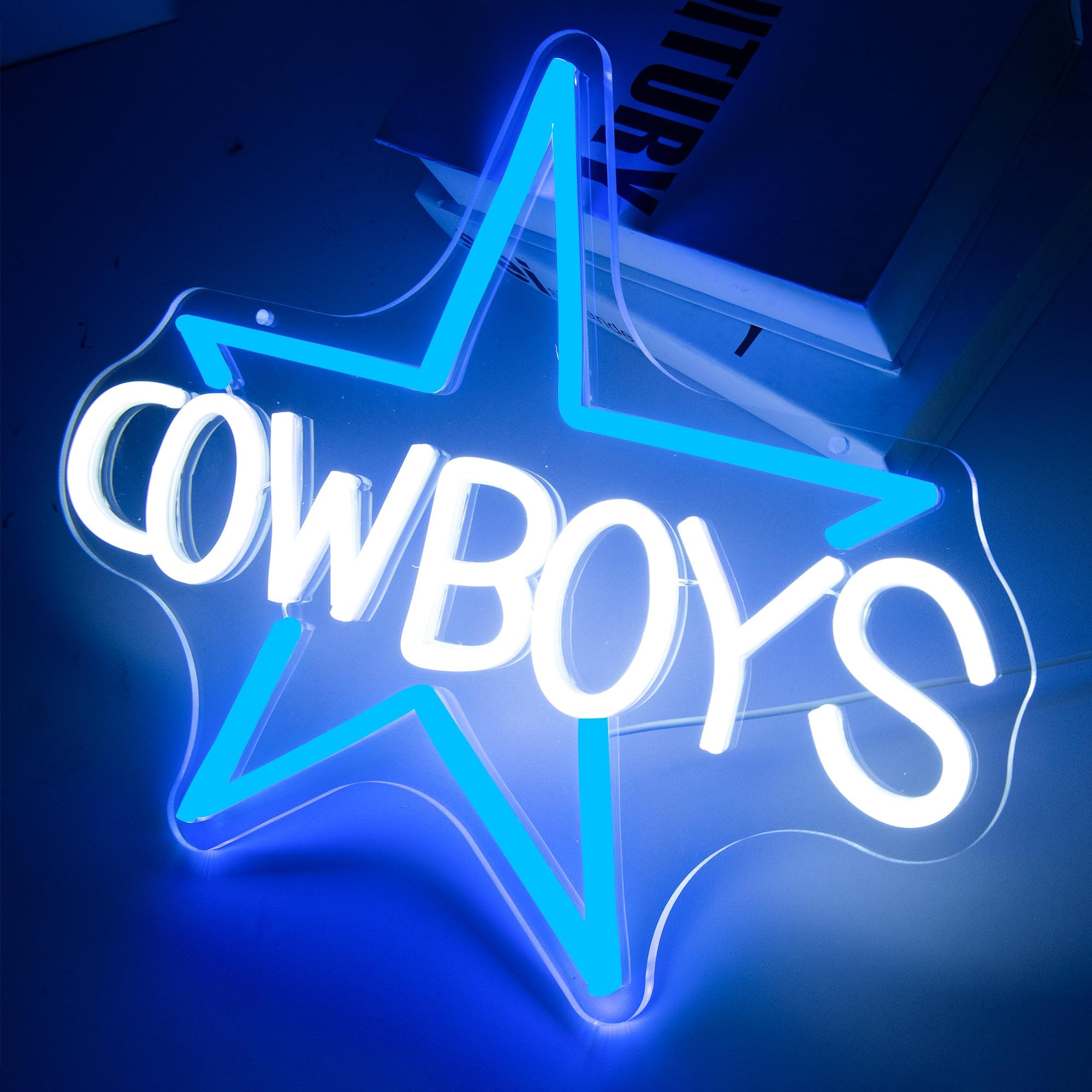 FTMGGDG Football Neon Sign LED Light Wall Decor 16.1x13 inches Acrylic Cowboys Model FMXD800
