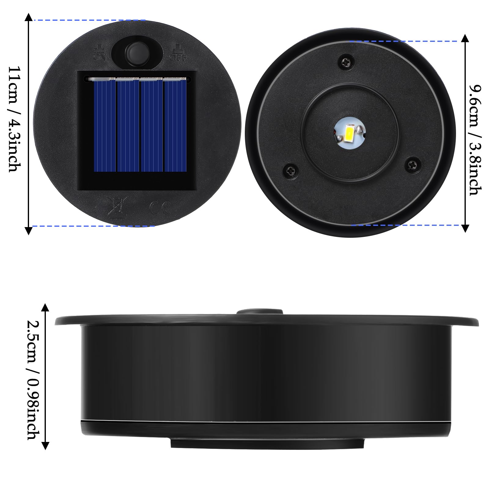 4 Pieces Replacement Solar Light Tops Outdoor Hanging Lantern Solar Light Parts Round Waterproof Decorative For Outdoor Hanging