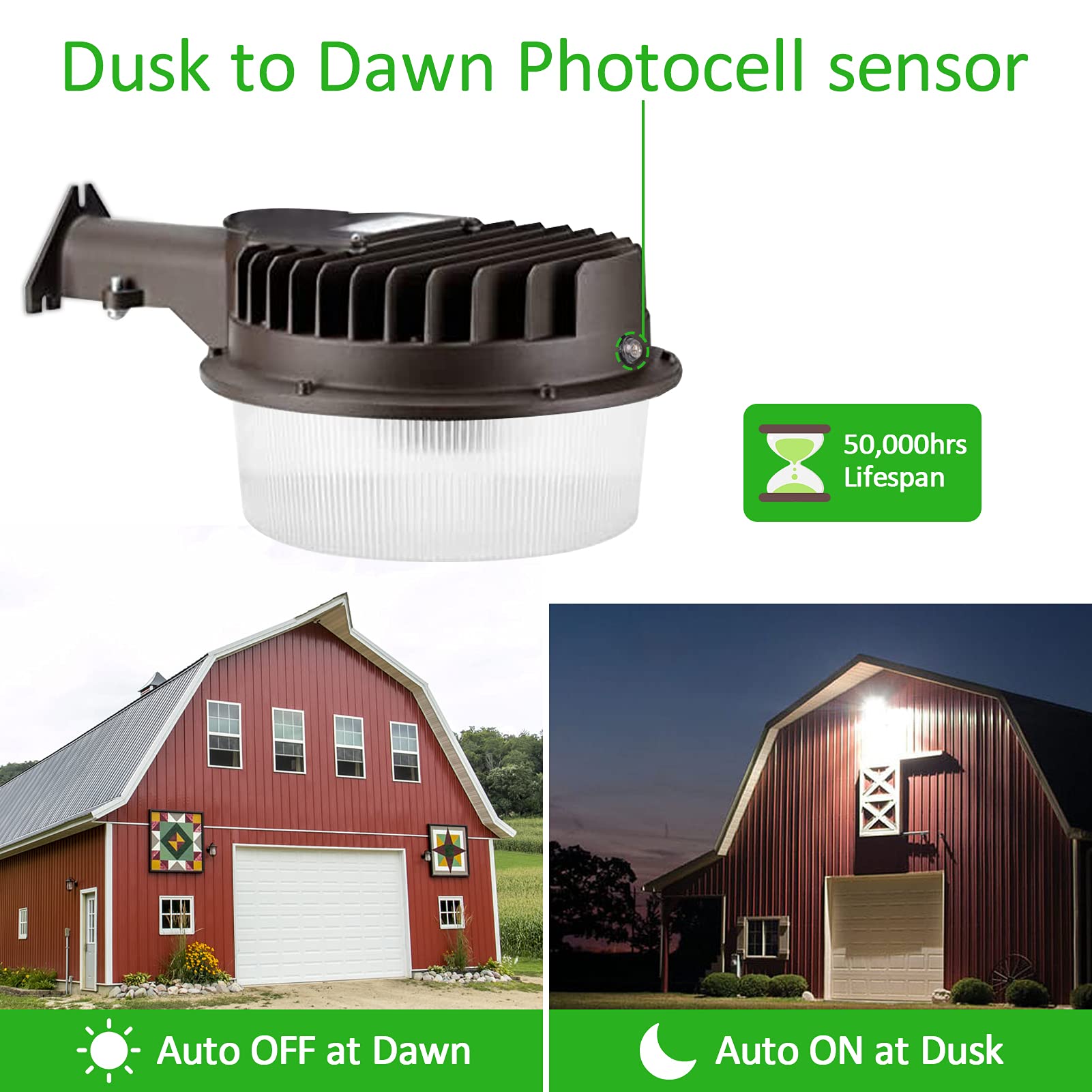Paktonvo 120W Led Barn Light, 5000K, 18000Lm Dusk To Dawn Outdoor Security Light