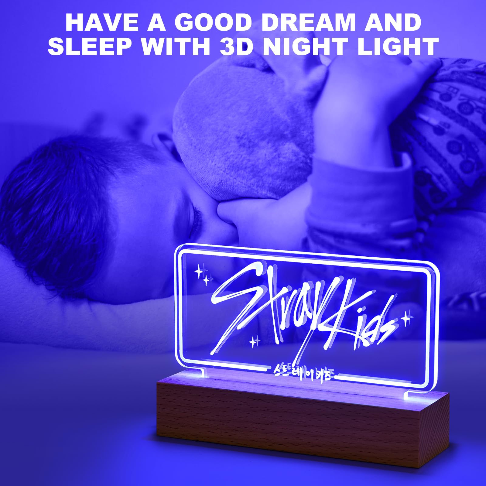 X9H8N9 LED Night Light - 7 Colors, Adjustable Decor Lamp, Acrylic, Model QQD-001, Perfect for Stay Fans & Birthday Gifts