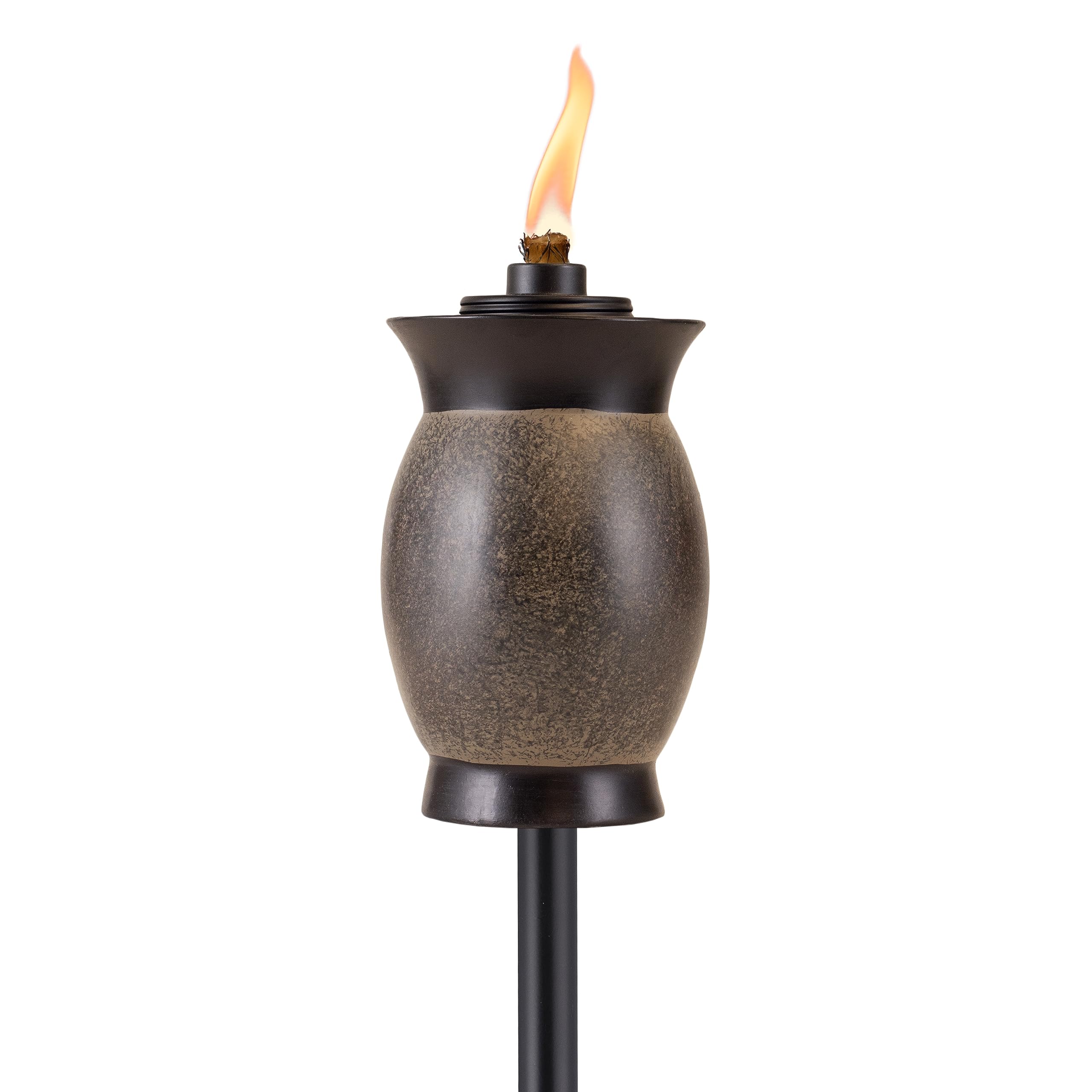 TIKI Resin Jar Torch, 4-in-1 Design, 64 - Weather-Resistant Outdoor Torch for Patio, Garden & Lawn | Stone Color | Includes Long