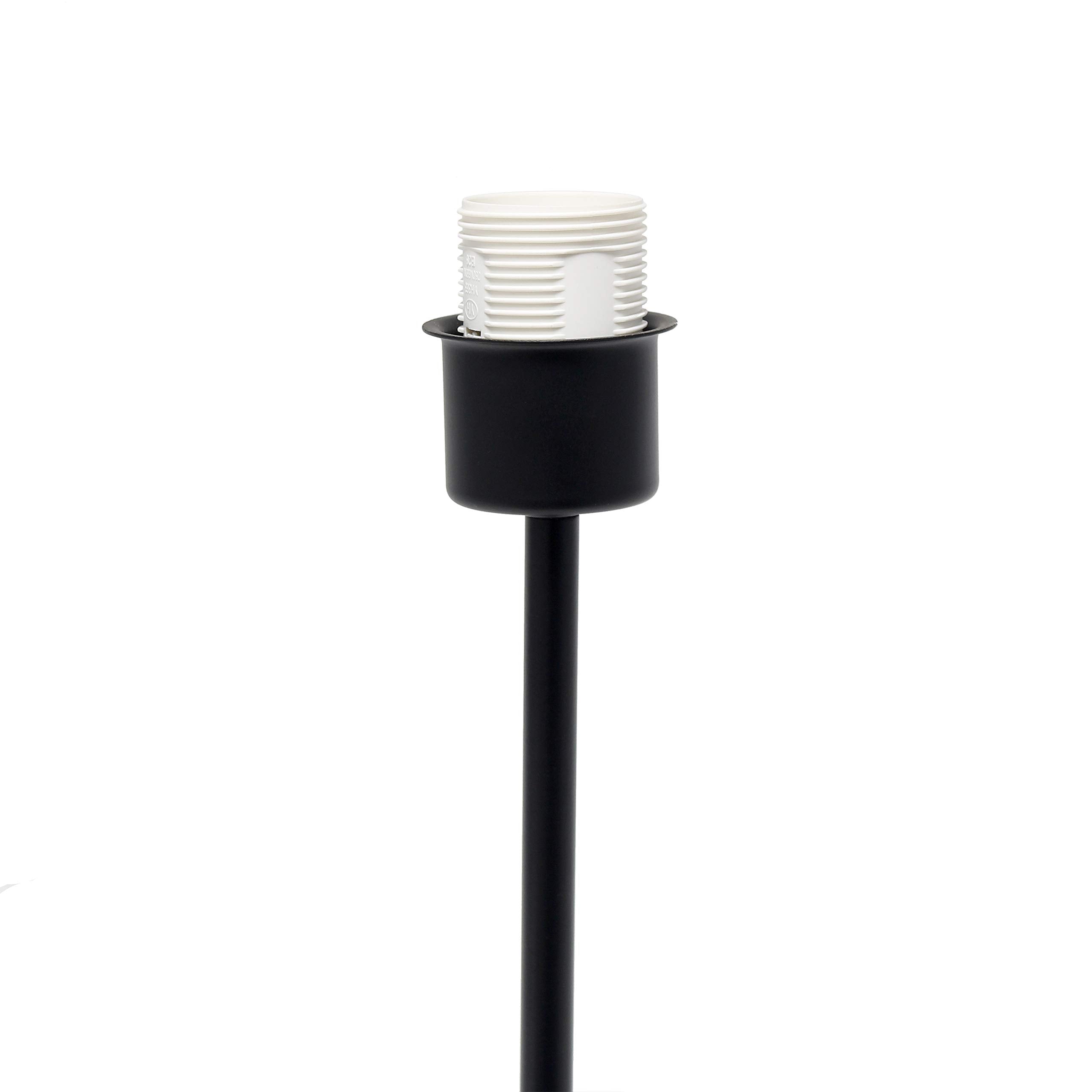 Simple Designs Lt2040-Baw 23" Standard Metal Stick Lamp With Round Base And Drum Fabric Shade For Home Décor, Bedroom, Office, Dorm, Living Room, Entryway, Foyer, Black