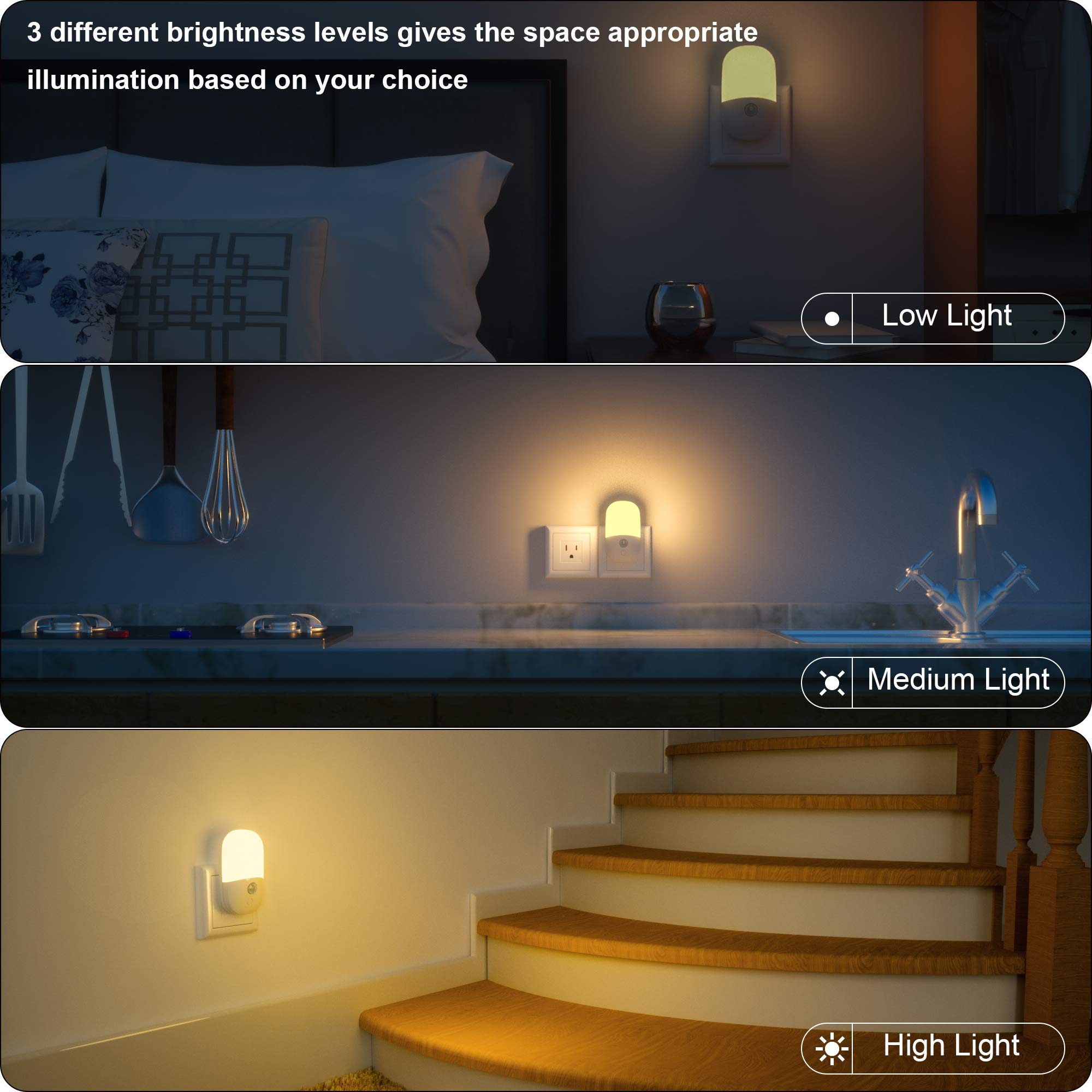 MAZ-TEK Plug-in Motion Sensor Night Light, Dimmable LED, 2 Pack, Soft Warm White, Adjustable Brightness, Model MZ303-M-2