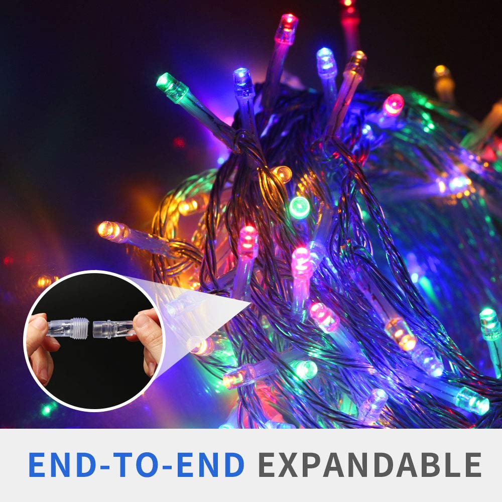 VTECHOLOGY Christmas String Lights, 66FT 200 LEDs, Multicolor, Copper, Model QL300IE, 8 Modes, Indoor/Outdoor Fairy Lights
